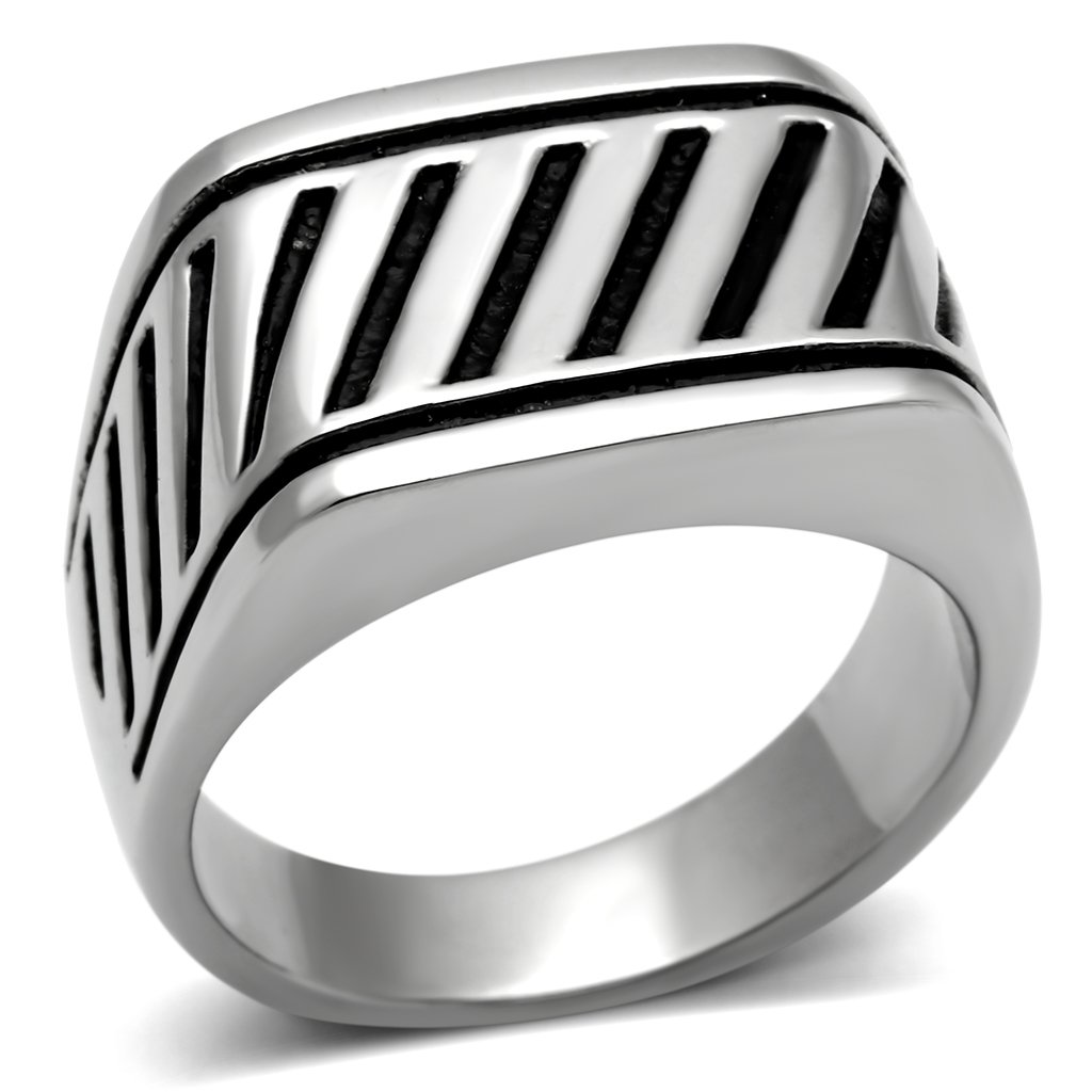 Men's stainless steel ring with a high polished finish, featuring a minimalist design without any stones.