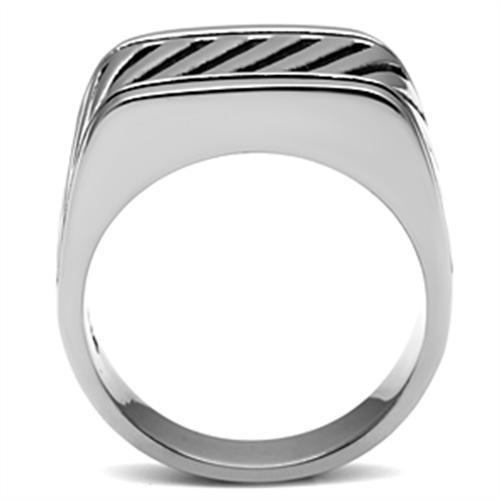 Men's stainless steel ring with a high polished finish, featuring a minimalist design without any stones.