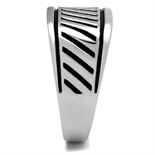 Men's stainless steel ring with a high polished finish, featuring a minimalist design without any stones.