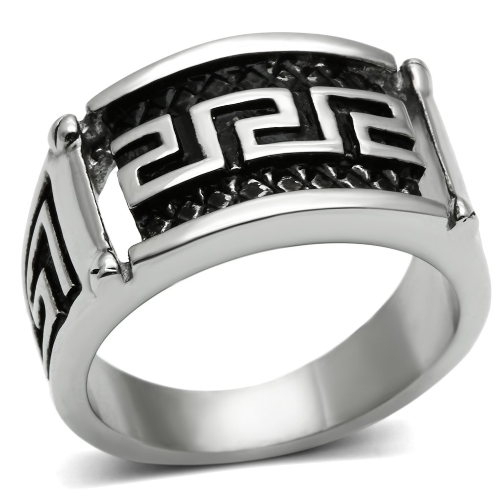 Men's stainless steel ring with a high polished finish, featuring a minimalist design without any stones.