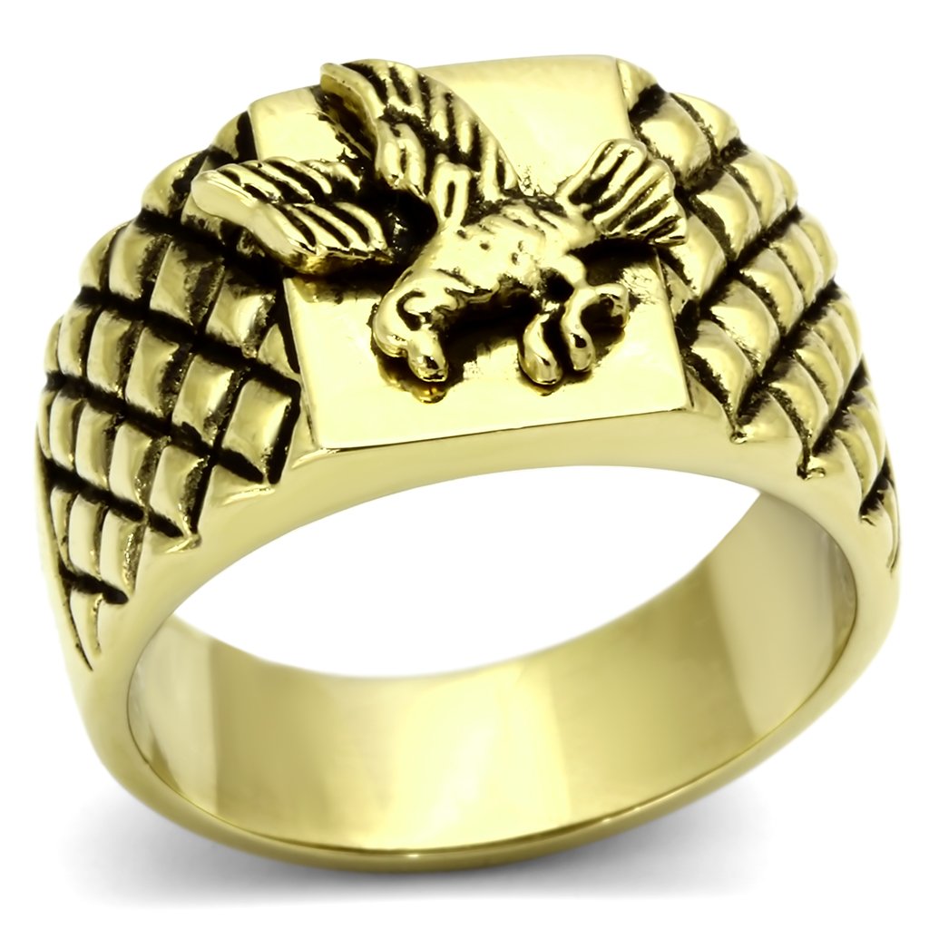 Men's stainless steel ring with IP Gold finish, no stones, minimalist design.