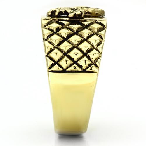 Men's stainless steel ring with IP Gold finish, no stones, minimalist design.