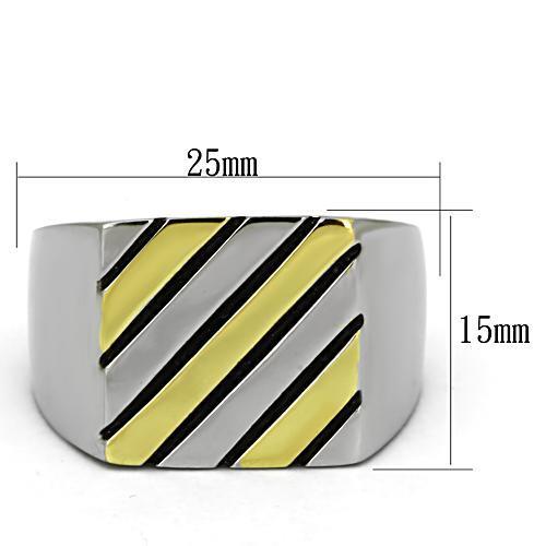 Men's stainless steel no stone ring with two-tone IP gold finish, showcasing a sleek and modern design.