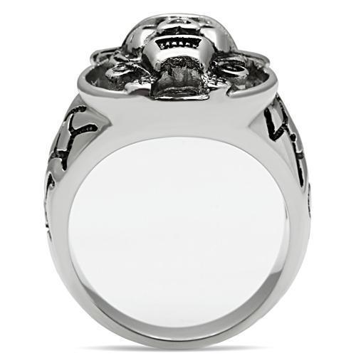 Men's stainless steel ring featuring a high-polished finish and a jet synthetic crystal centerpiece, showcasing elegance and durability.