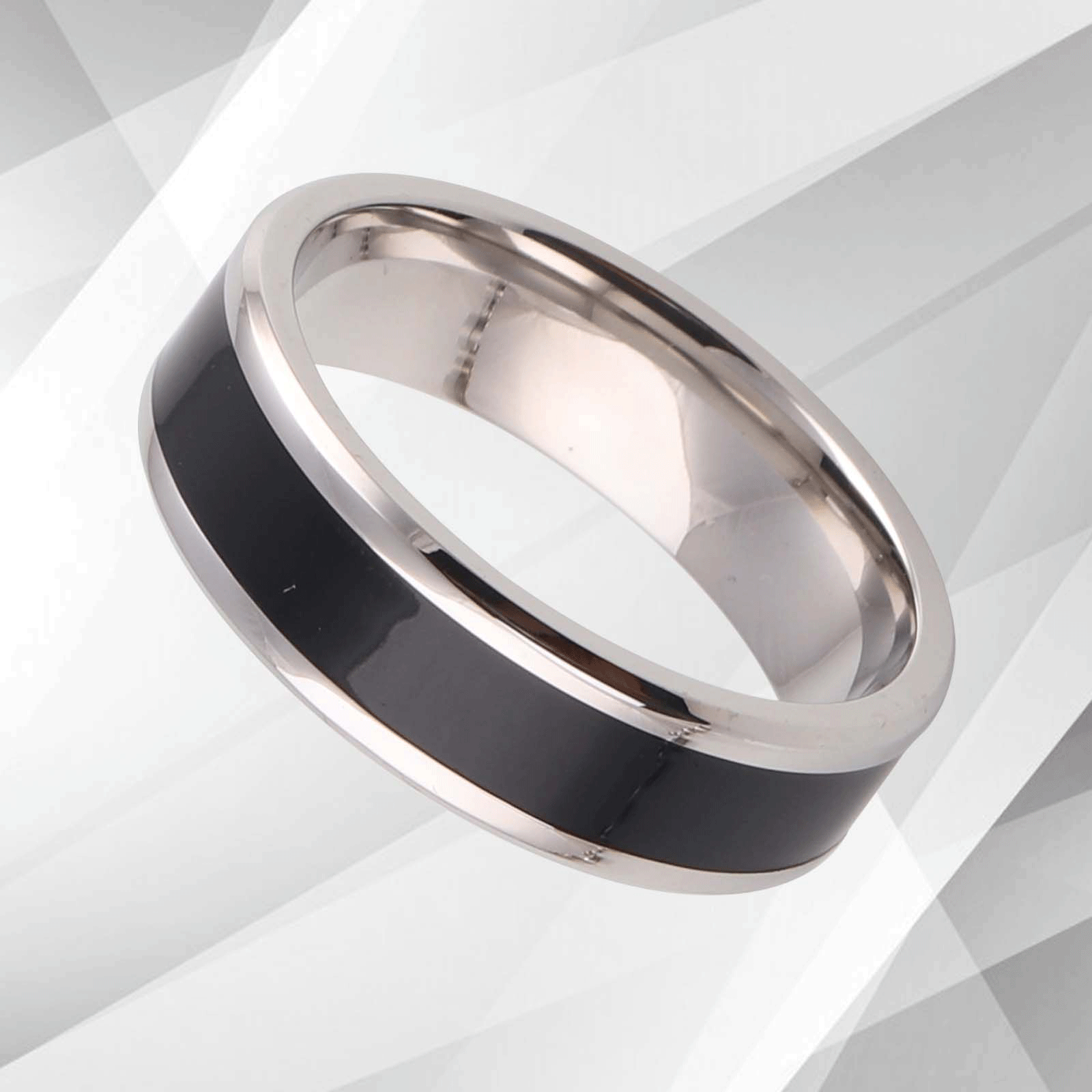 Men's flat shape cobalt wedding engagement band ring with 18Ct white gold finish, 7mm wide, showcasing a sparkling design.