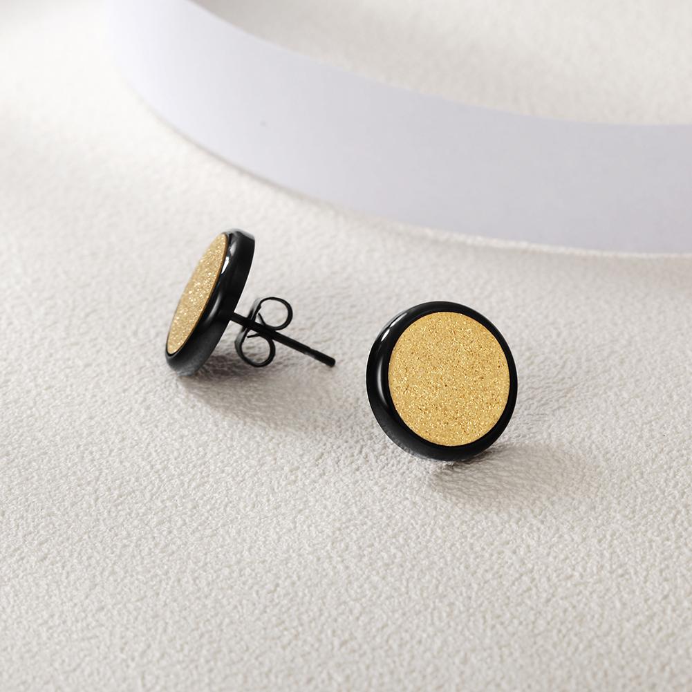 Men's Round Disk Stud Earrings made of surgical stainless steel with gold plating, showcasing a sleek and modern design.