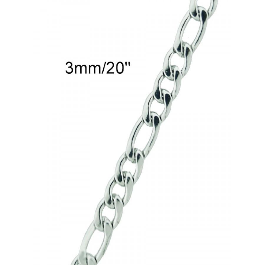 Men's Stainless Steel Figro Chain featuring interlocking links, sleek design, and polished finish.