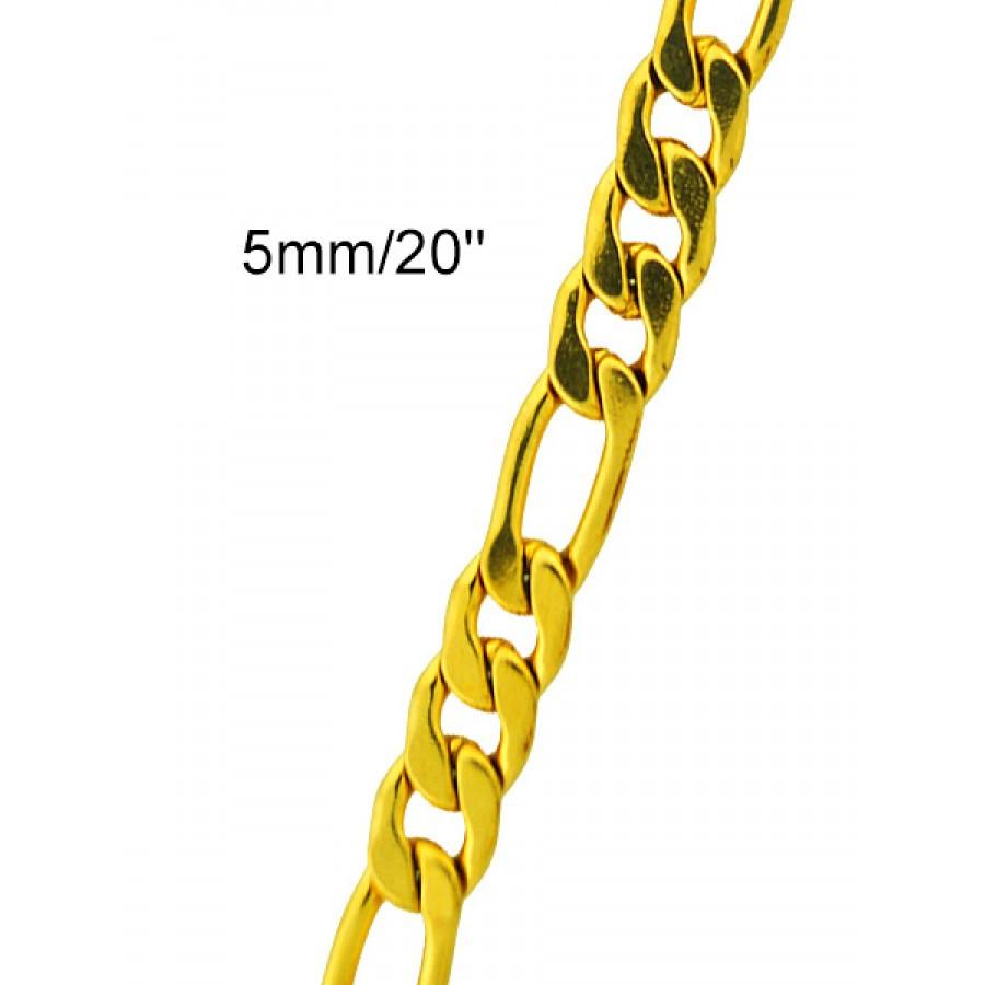 Men's Stainless Steel Figro Chain featuring interlocking links with a shiny finish, perfect for stylish accessorizing.