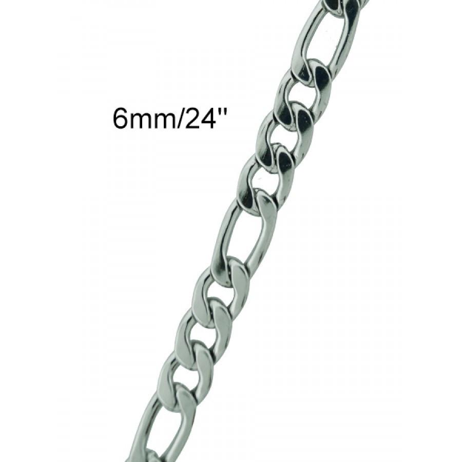 Men's Stainless Steel Figro Chain featuring interlocking links, sleek design, and polished finish.