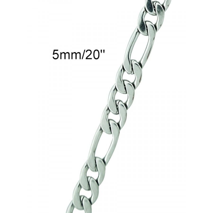 Men's Stainless Steel Figro Chain featuring interlocking links and a polished finish, ideal for stylish accessorizing.