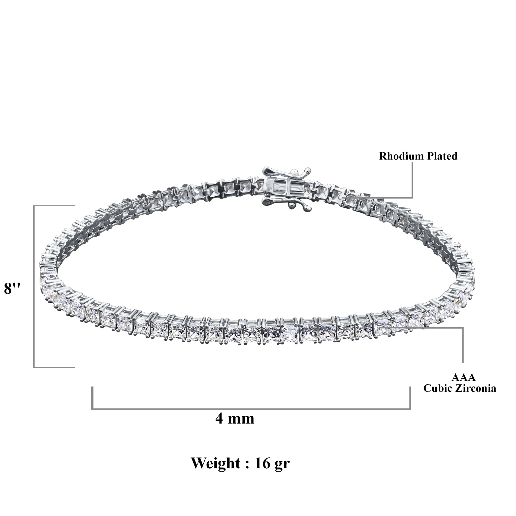 A stunning MICANS 4MM Bracelet featuring radiant cubic zirconia stones set in 925 sterling silver, showcasing elegance and sparkle.