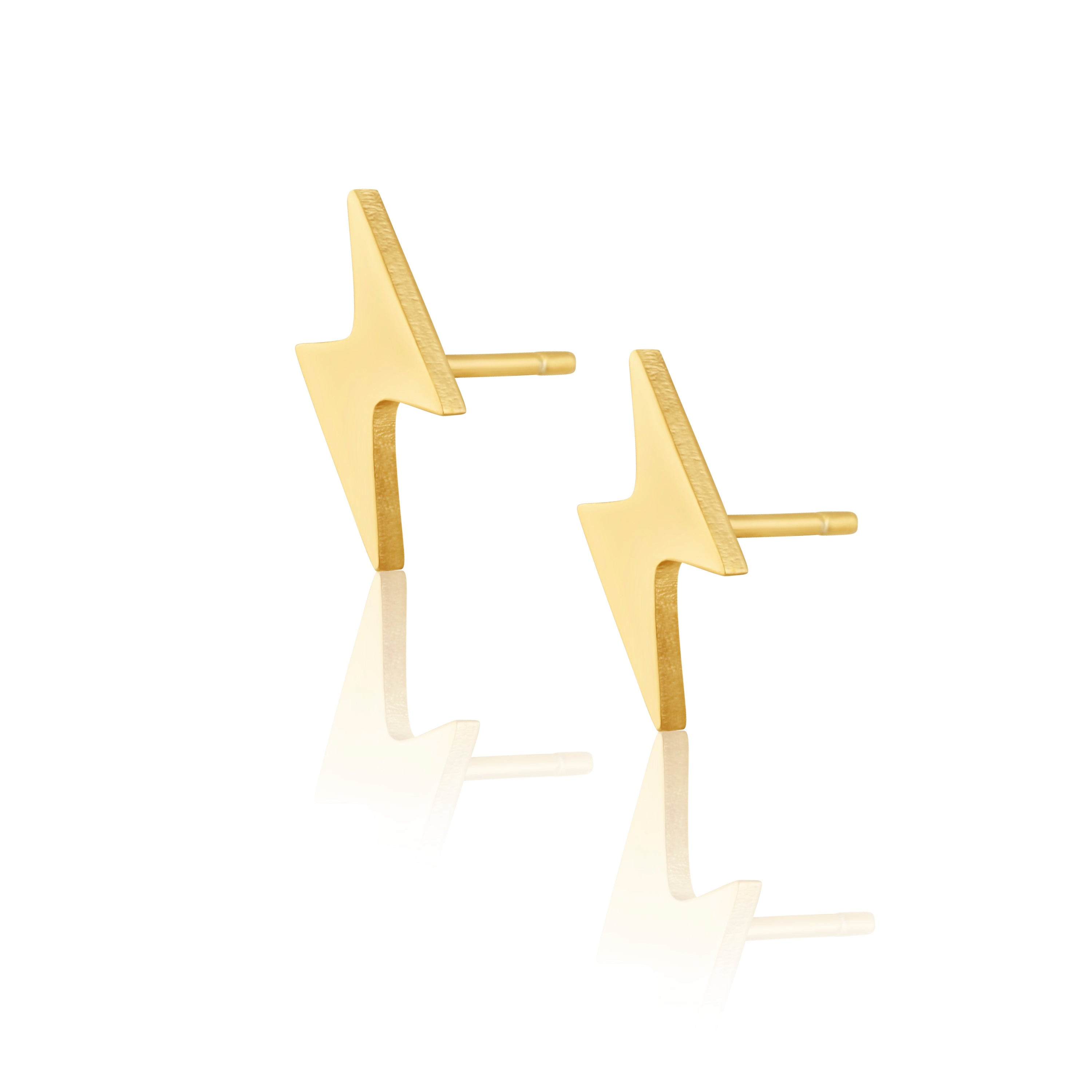 Chic gold Mini Bolt Studs made of gold plated stainless steel, featuring a unique bolt design for a stylish edge.