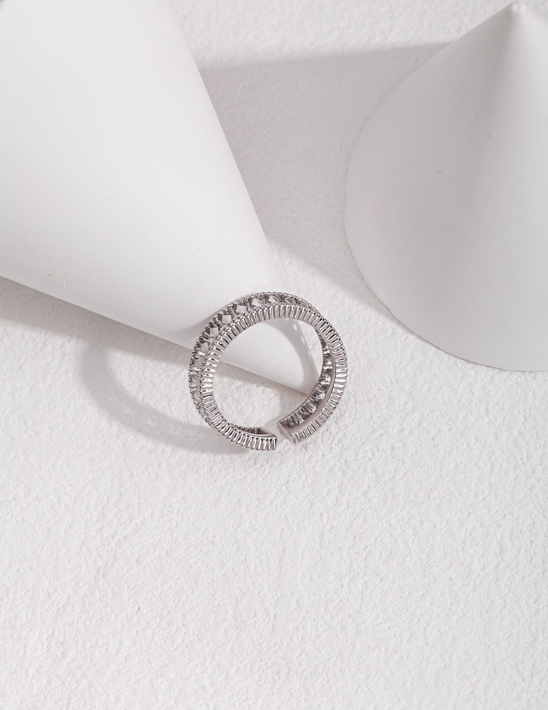 Minimalist Style Hollow Ring made of sterling silver and gold vermeil, showcasing its elegant design and craftsmanship.