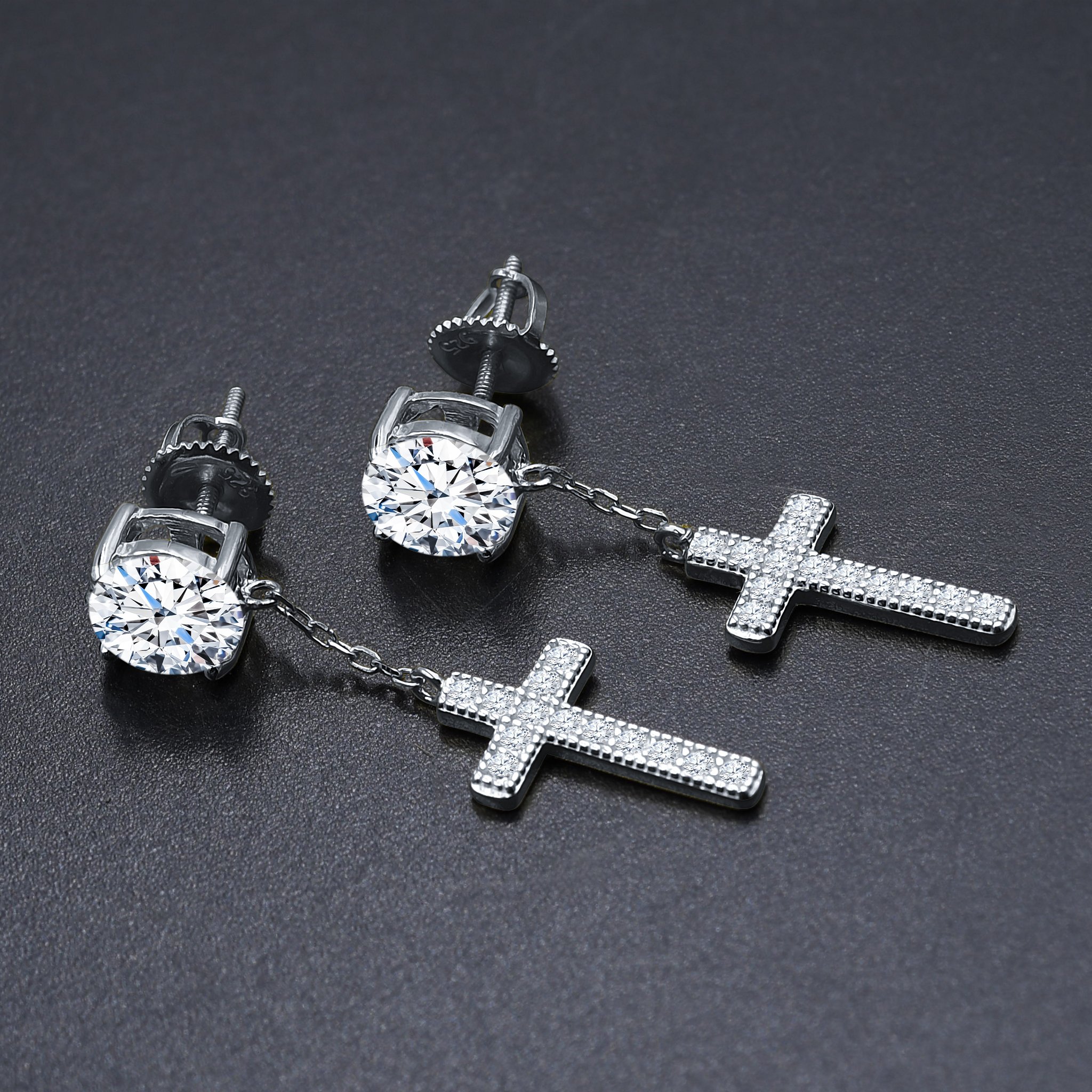 MINUSCULE Silver Earrings featuring tiny cubic zircon stones, elegantly designed for casual wear.