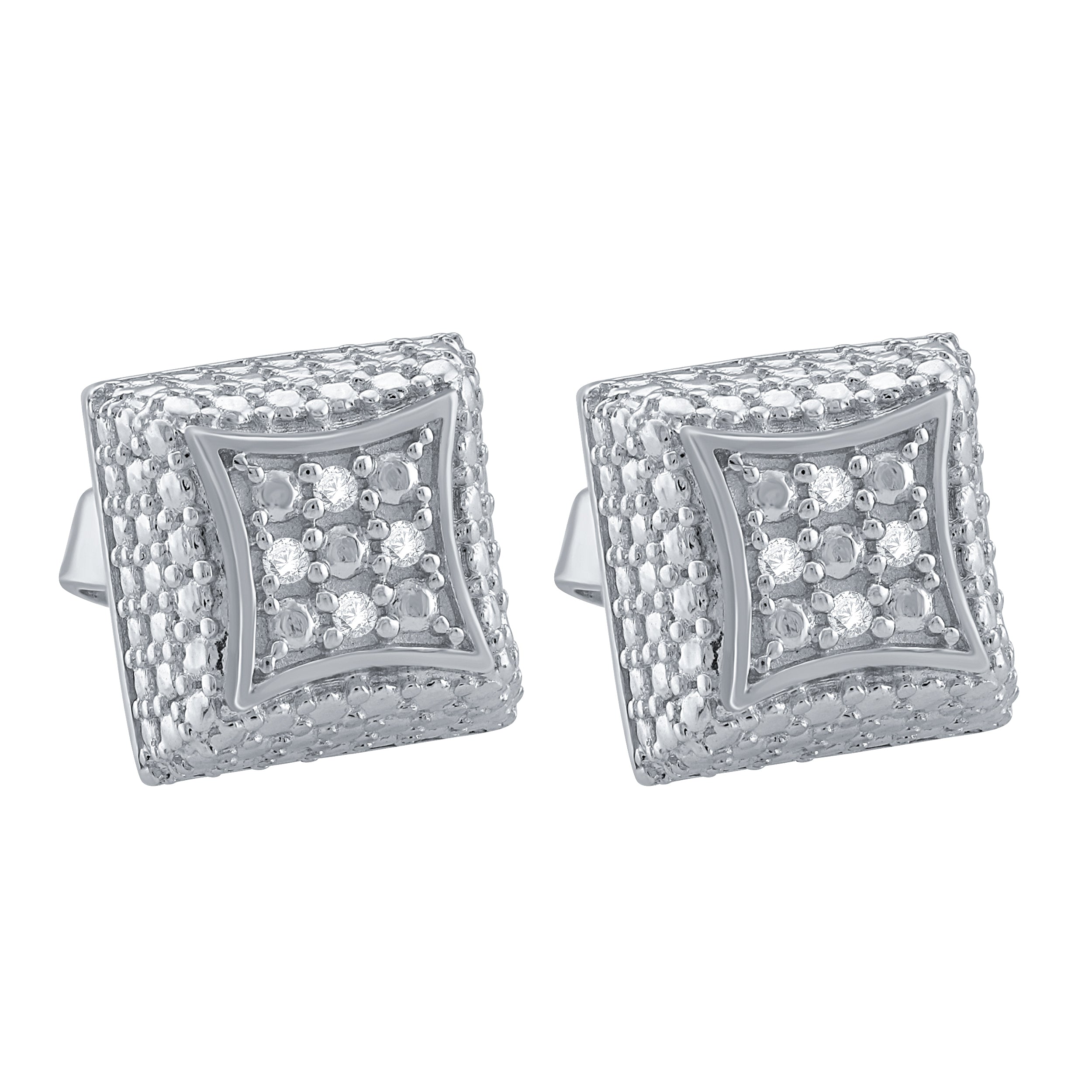 MIRABILIS Earrings featuring cubic design with diamond stones and gold micron plating, elegantly displayed.