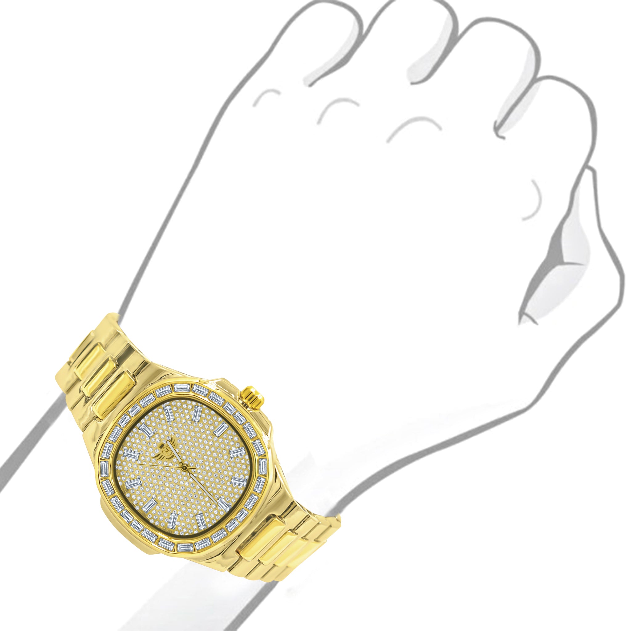 MIRABILIS Hip Hop Metal Watch featuring a luminous metal band and crystal stone bezel, showcasing urban elegance.