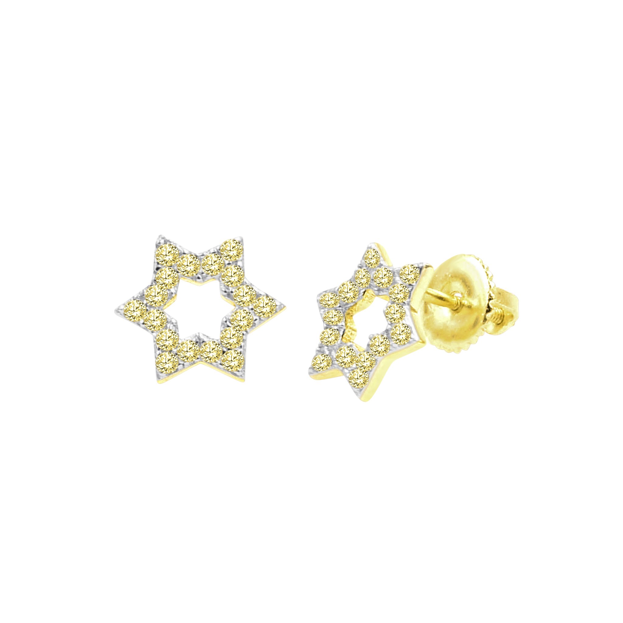 A pair of Miraculous Star Earrings made from 925 sterling silver, featuring sparkling cubic zircon stones in a unique star design.