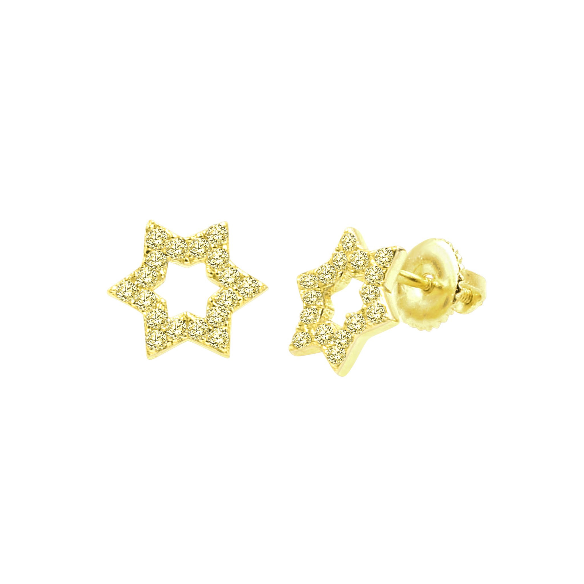 A pair of Miraculous Star Earrings made from 925 sterling silver, featuring sparkling cubic zircon stones in a unique star design.