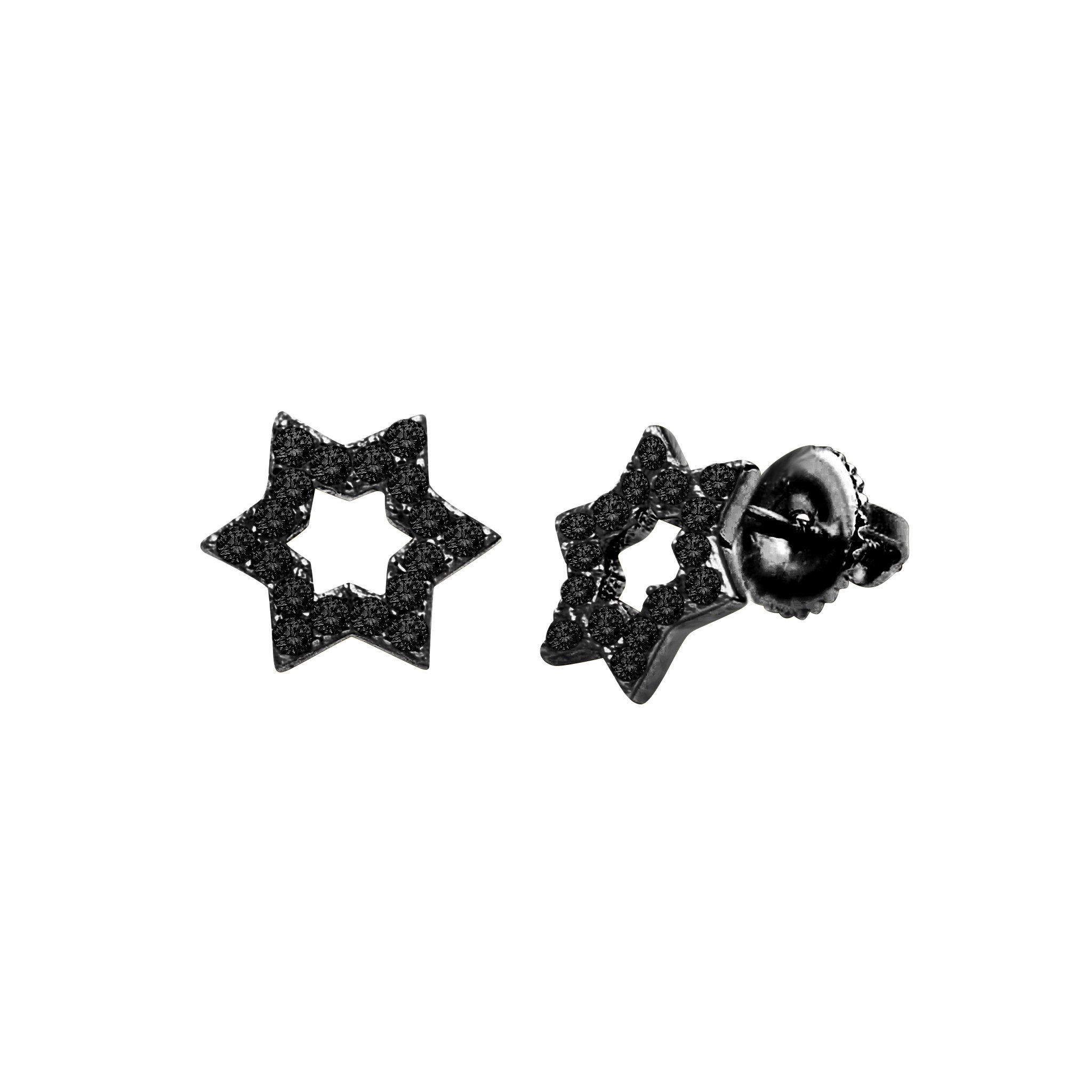 A pair of Miraculous Star Earrings made from 925 sterling silver, featuring sparkling cubic zircon stones in a unique star design.