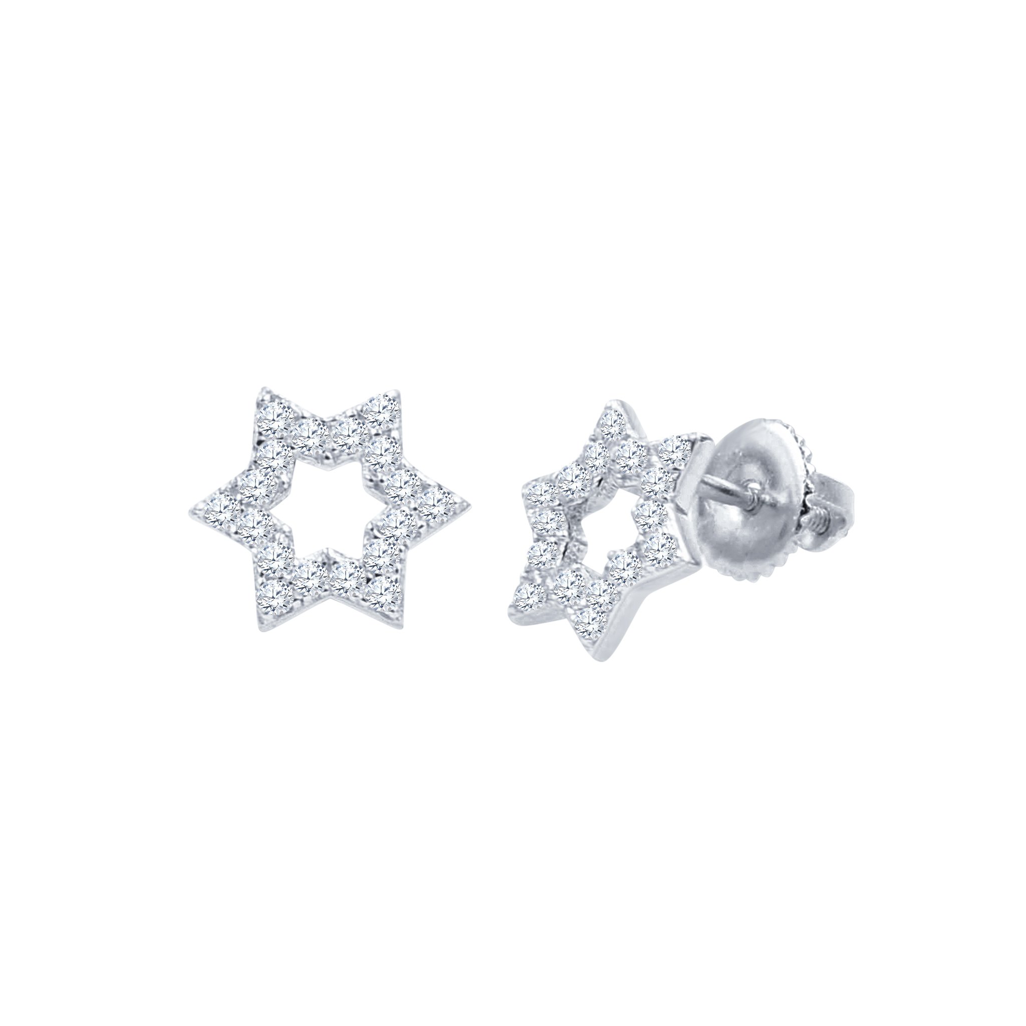 A pair of Miraculous Star Earrings made from 925 sterling silver, featuring sparkling cubic zircon stones in a unique star design.