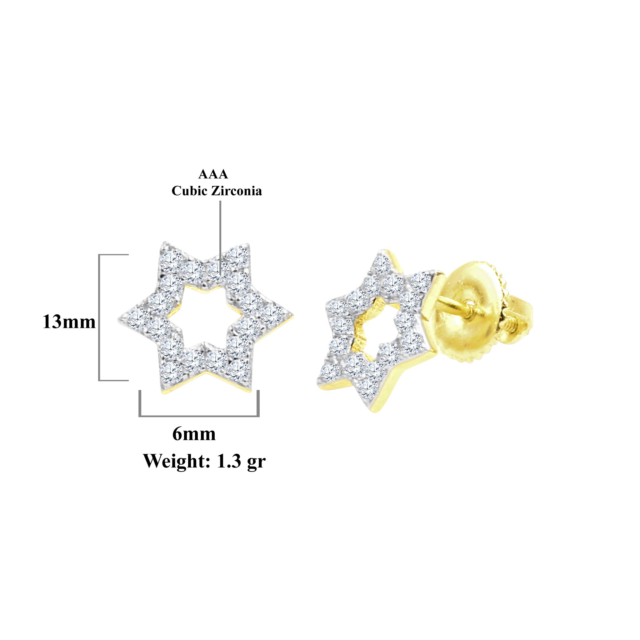 A pair of Miraculous Star Earrings made from 925 sterling silver, featuring sparkling cubic zircon stones in a unique star design.