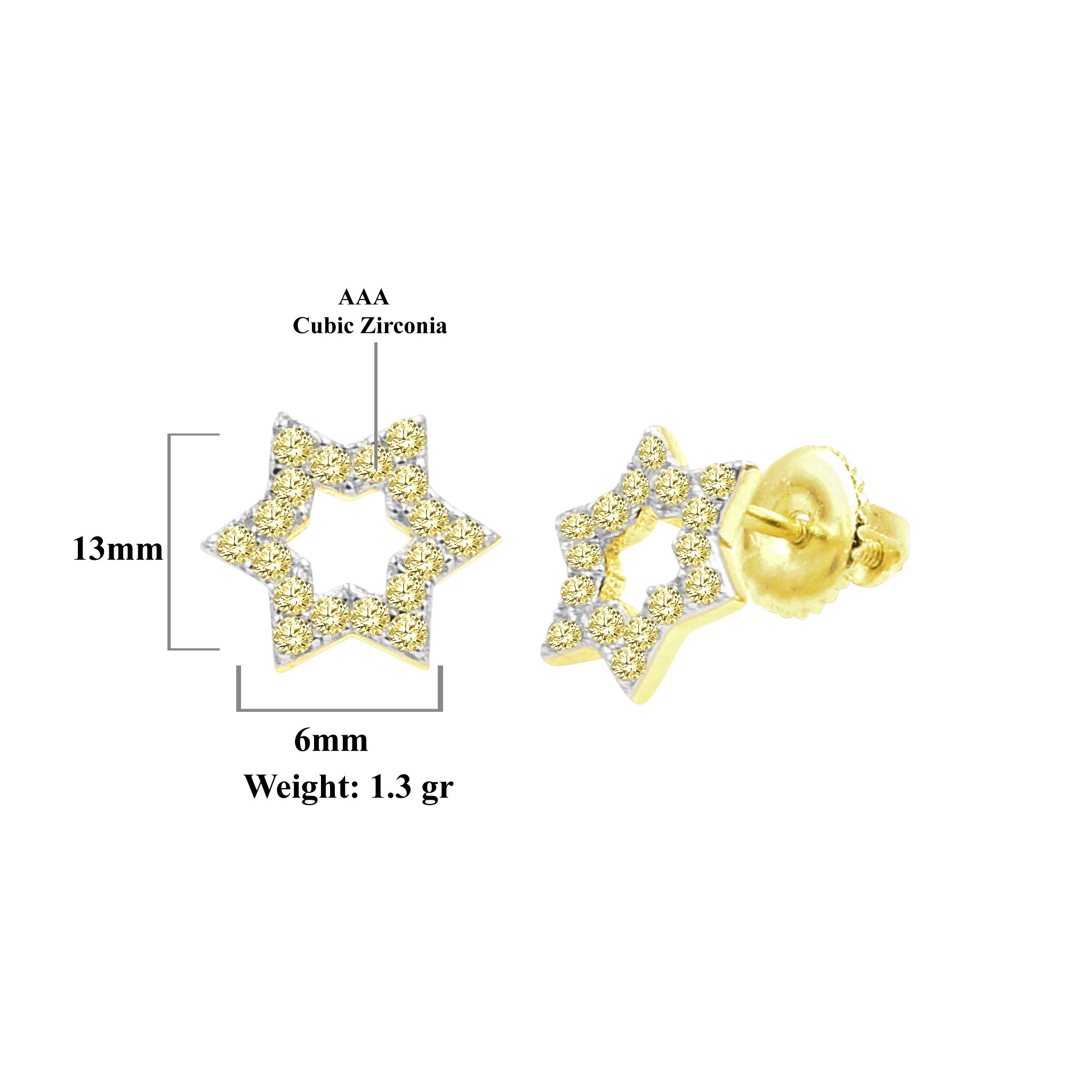 A pair of Miraculous Star Earrings made from 925 sterling silver, featuring sparkling cubic zircon stones in a unique star design.