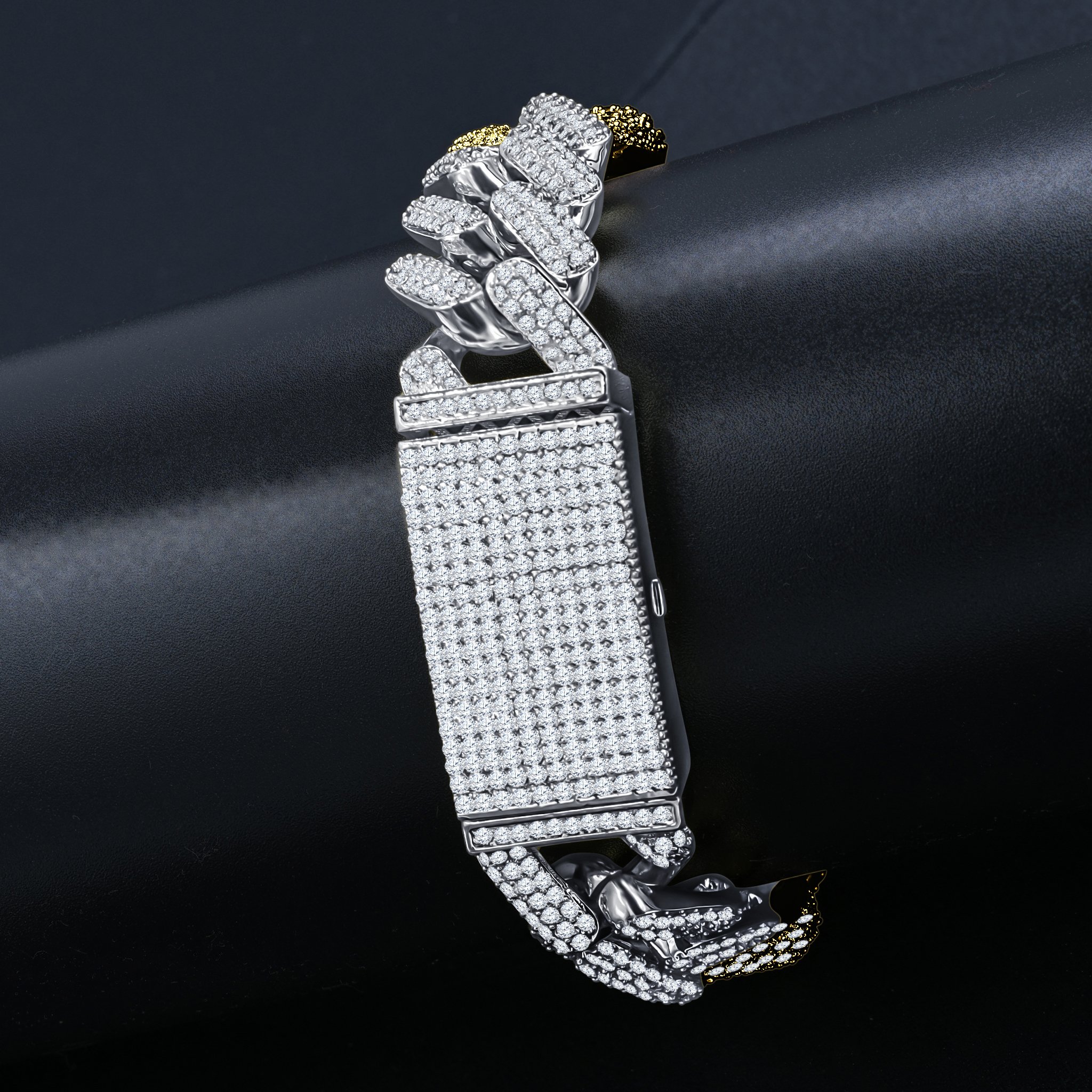 MODISH 18MM Miami Cuban chain featuring brass metal and flawless cubic zirconia, elegantly designed for stylish wear.