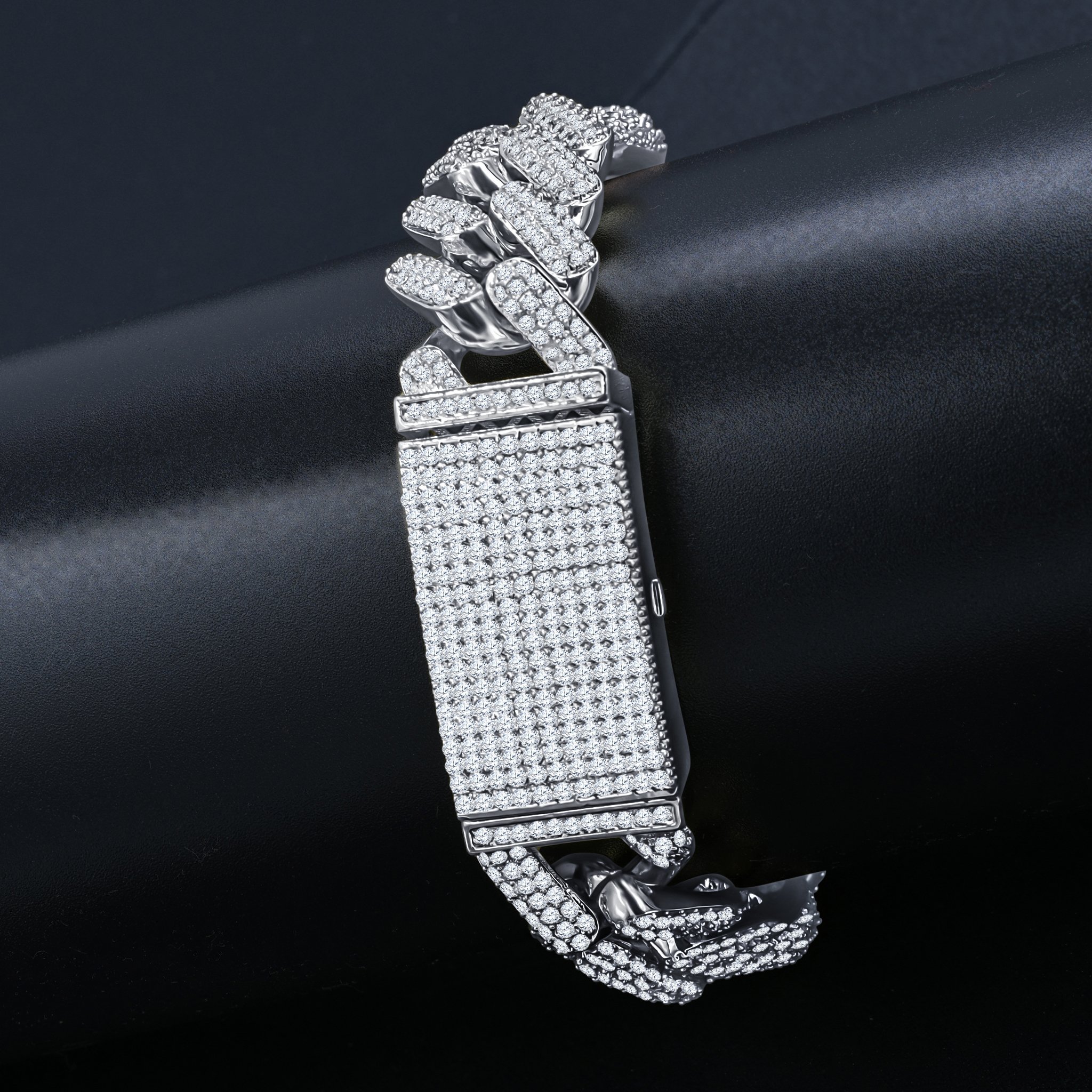 MODISH 18MM Miami Cuban chain featuring brass metal and flawless cubic zirconia, elegantly designed for stylish wear.