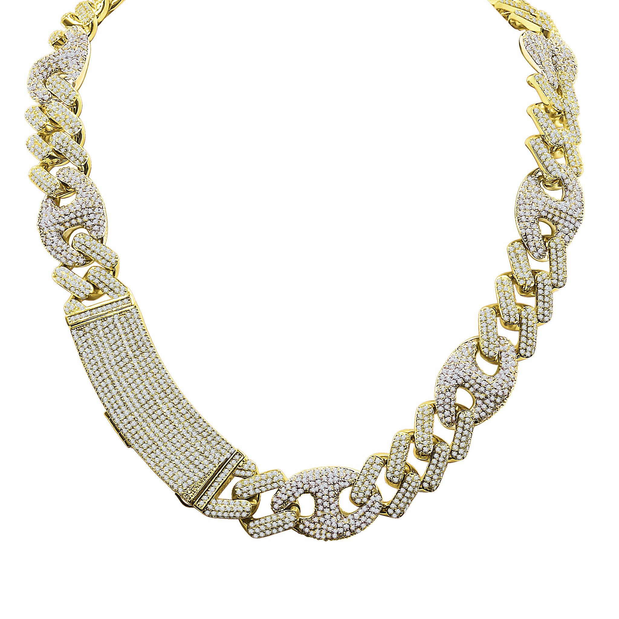 MODISH 18mm Miami Cuban chain featuring hand-set Grade AAA cubic zirconia on a brass metal base, showcasing a stylish and bold design.