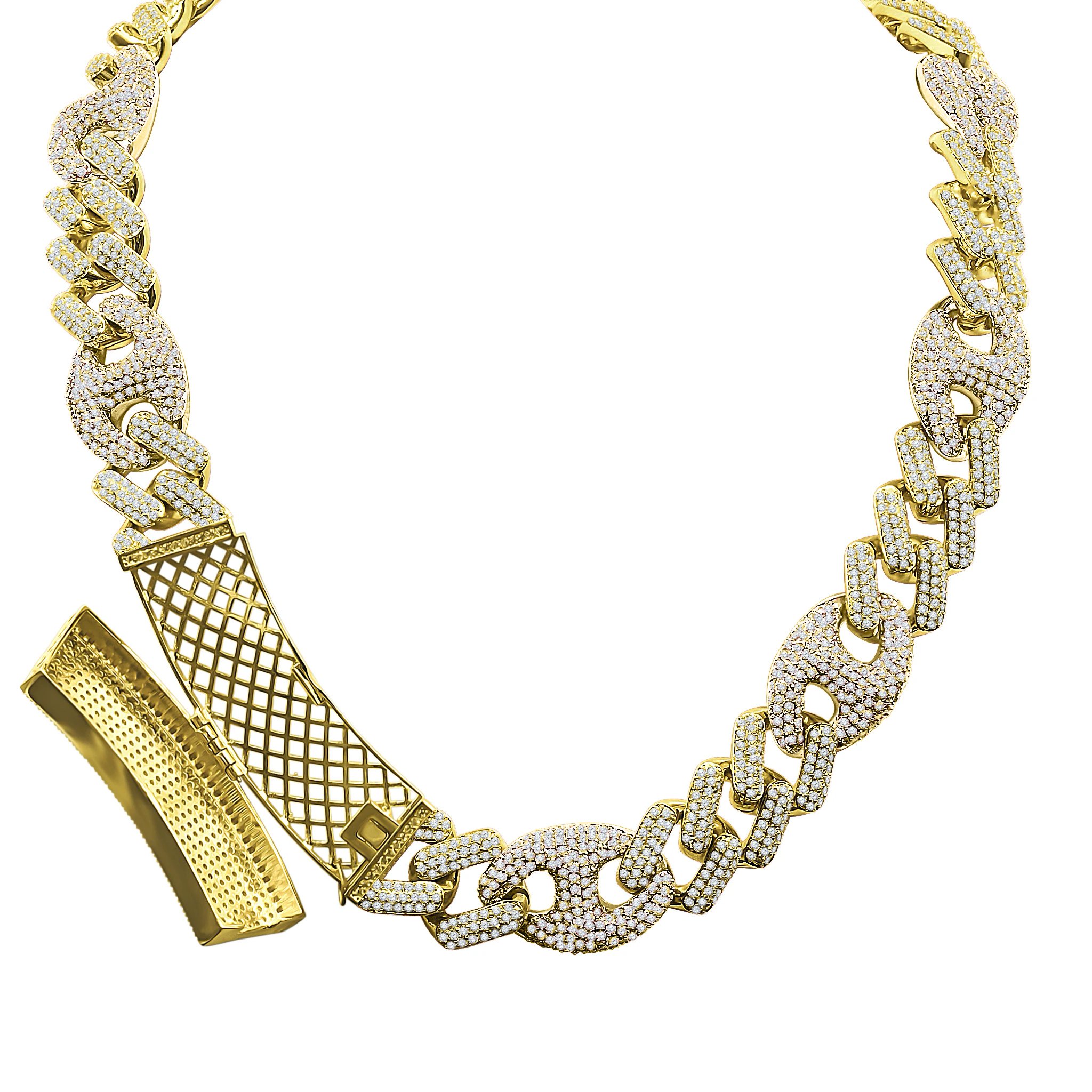 MODISH 18mm Miami Cuban chain featuring hand-set Grade AAA cubic zirconia on a brass metal base, showcasing a stylish and bold design.