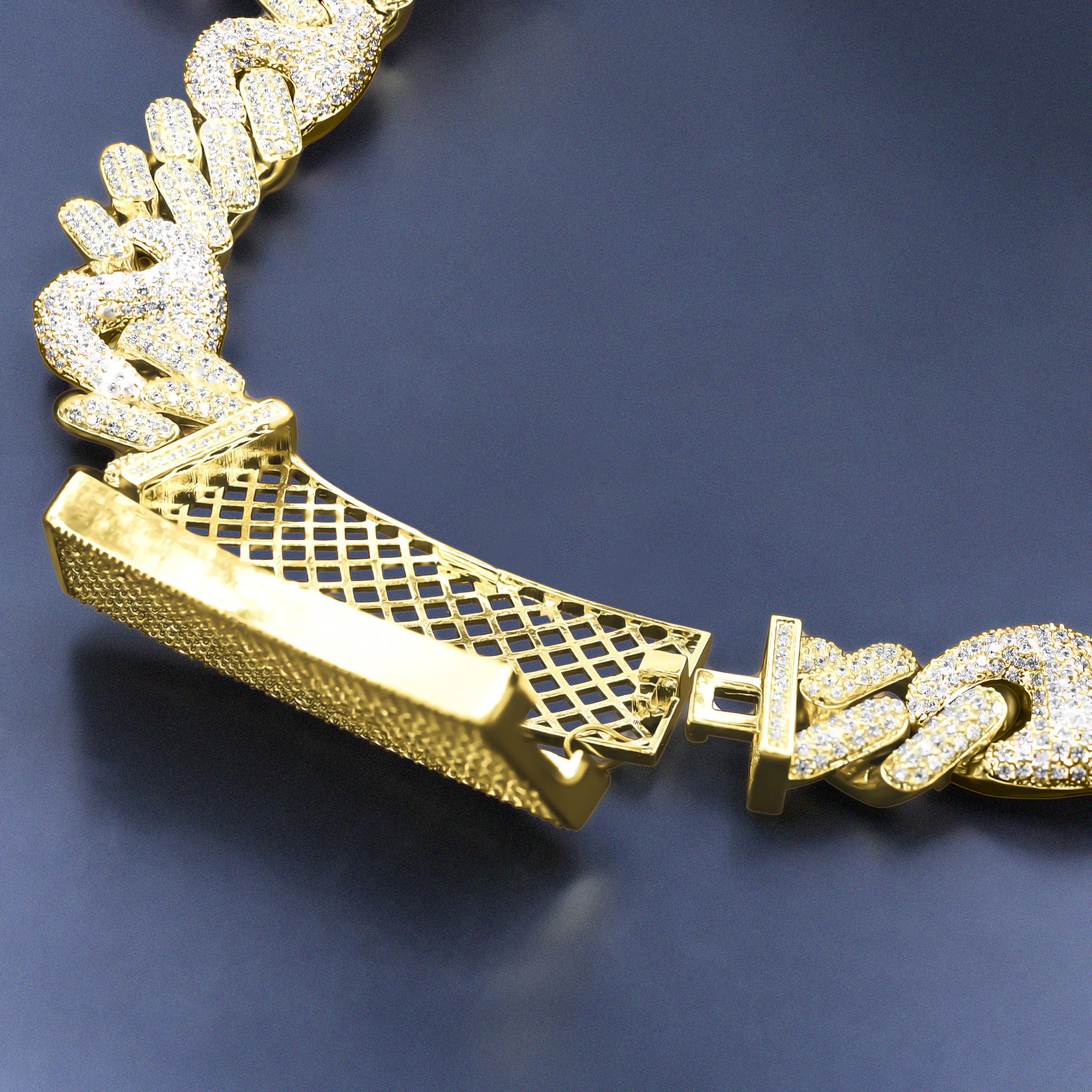 MODISH 18mm Miami Cuban chain featuring hand-set Grade AAA cubic zirconia on a brass metal base, showcasing a stylish and bold design.