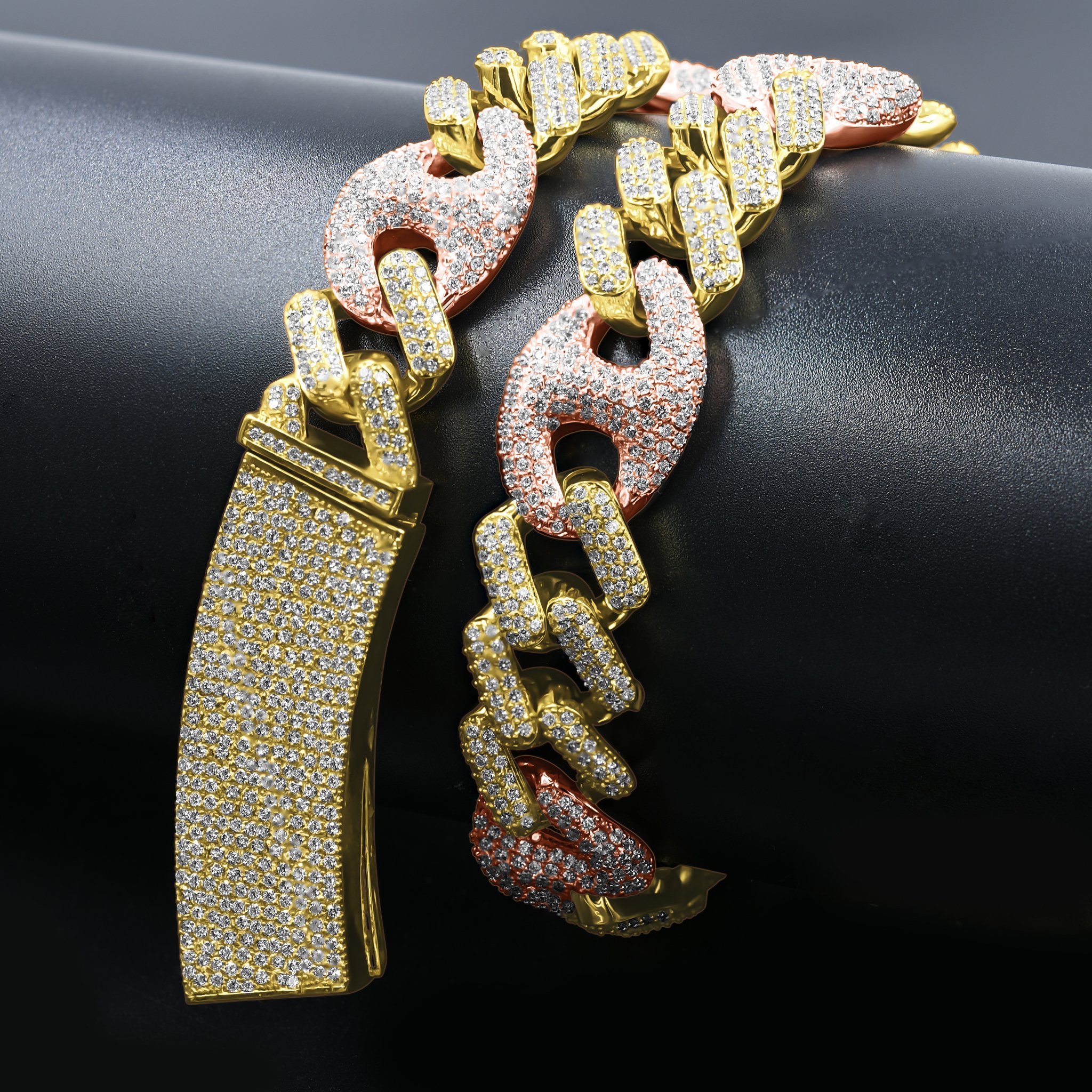 MODISH 18mm Miami Cuban chain featuring Grade AAA Cubic Zirconia, crafted from brass, showcasing a stylish and luxurious design.