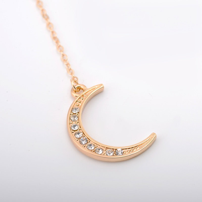 Moon and WaterDrop Choker Necklace featuring alloy and rhinestone materials, showcasing a celestial design with a moon and waterdrop elements.