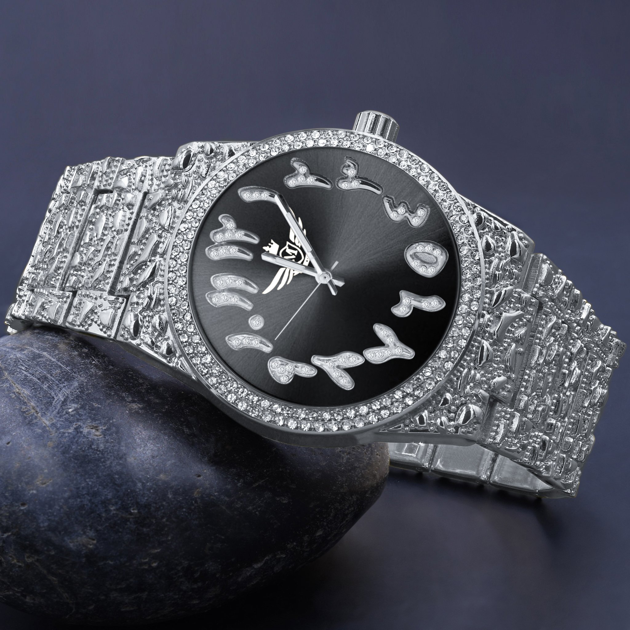 MONASTIC Hip Hop Metal Watch featuring a bling metal design, Japanese movement, and a stylish European crystal bezel.