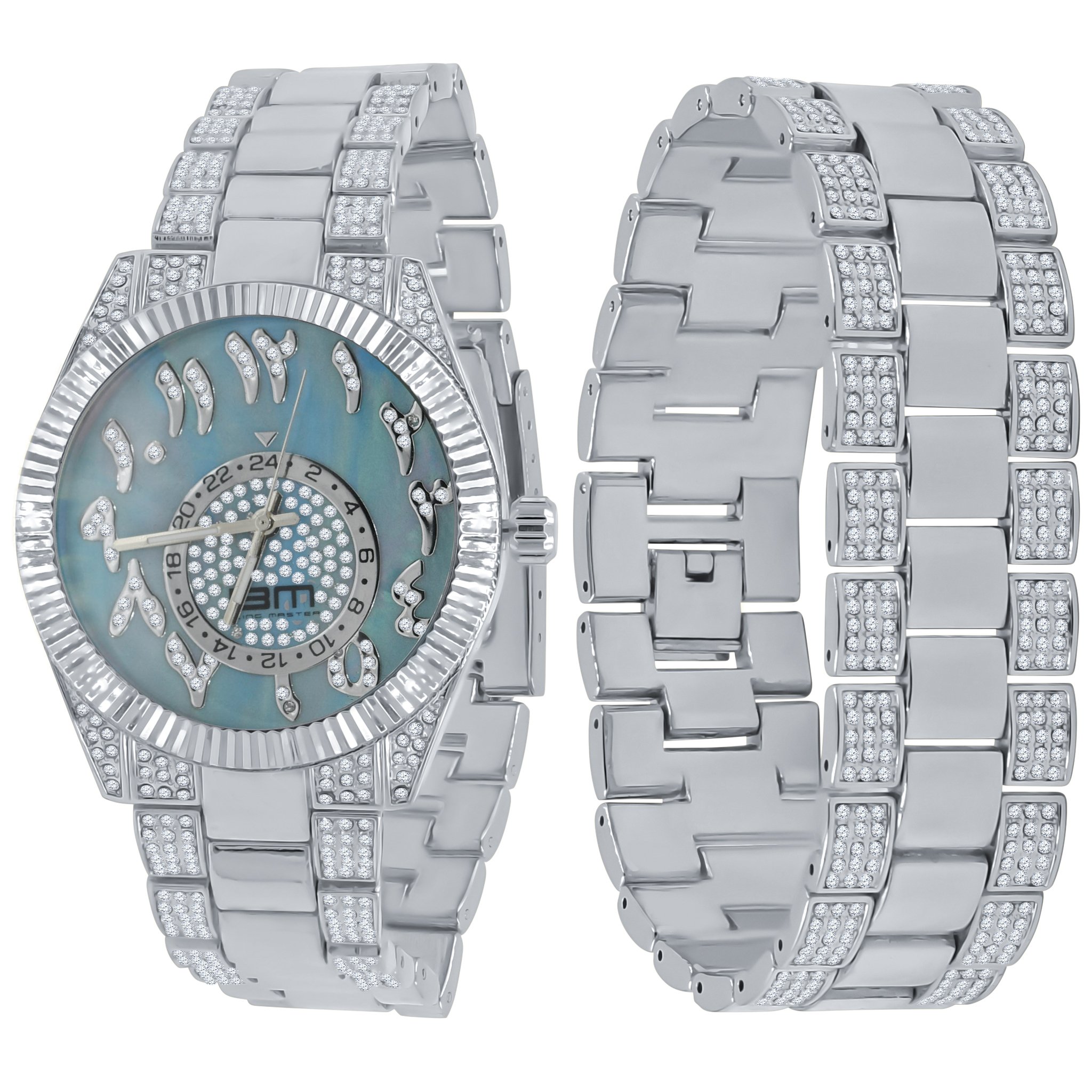 MOONBEAM Watch Set featuring a dazzling design with CZ stones and a refulgent dial, perfect for stylish men.