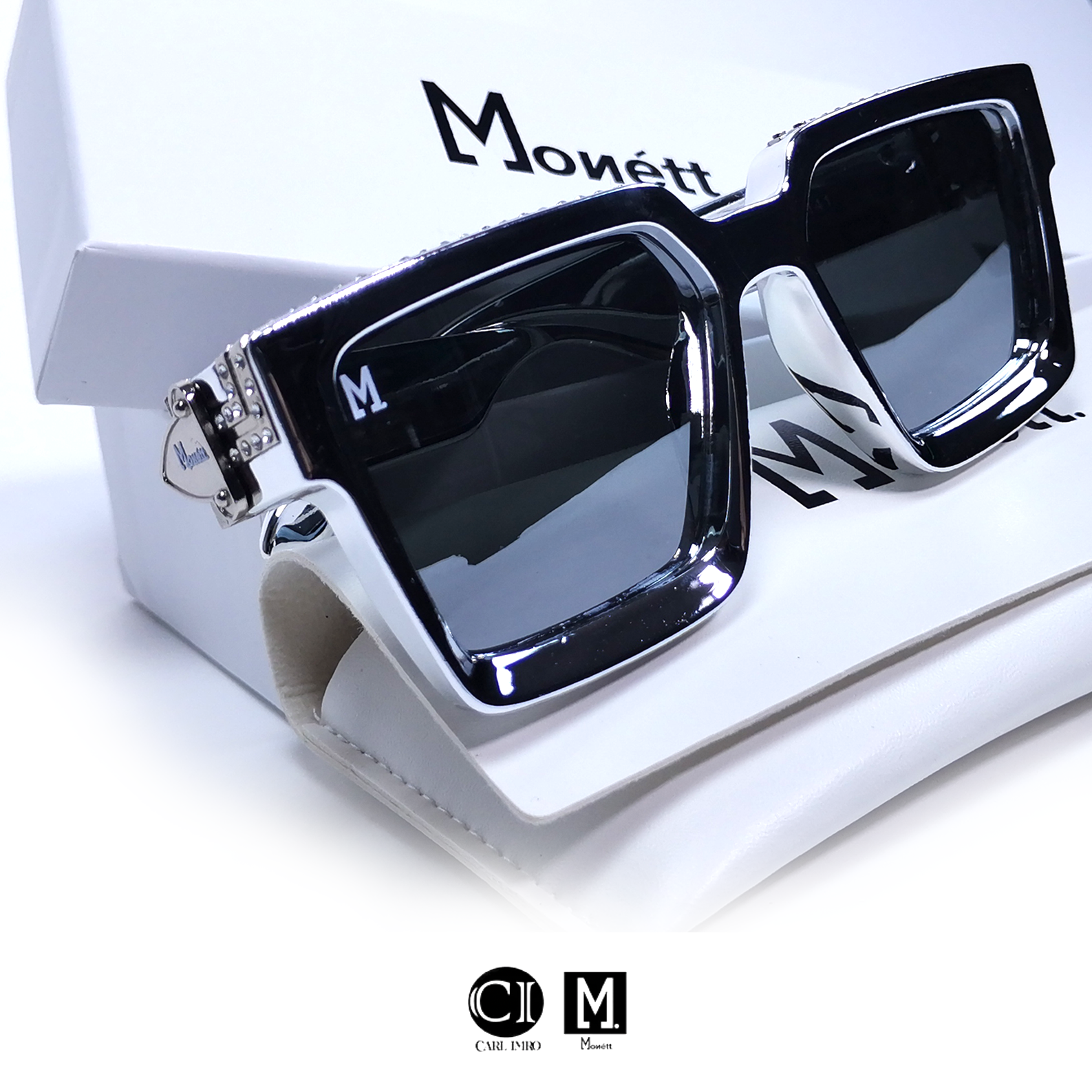 Monett Manifesto Platta sunglasses featuring a stylish square design, lightweight plastic frame, and UV400 protection.