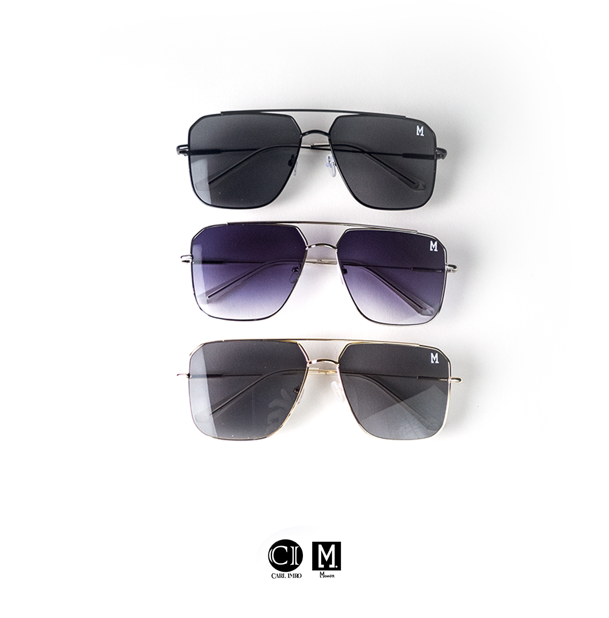 Monett Monaco Classic Black sunglasses featuring a square design with resin lenses and alloy frame.