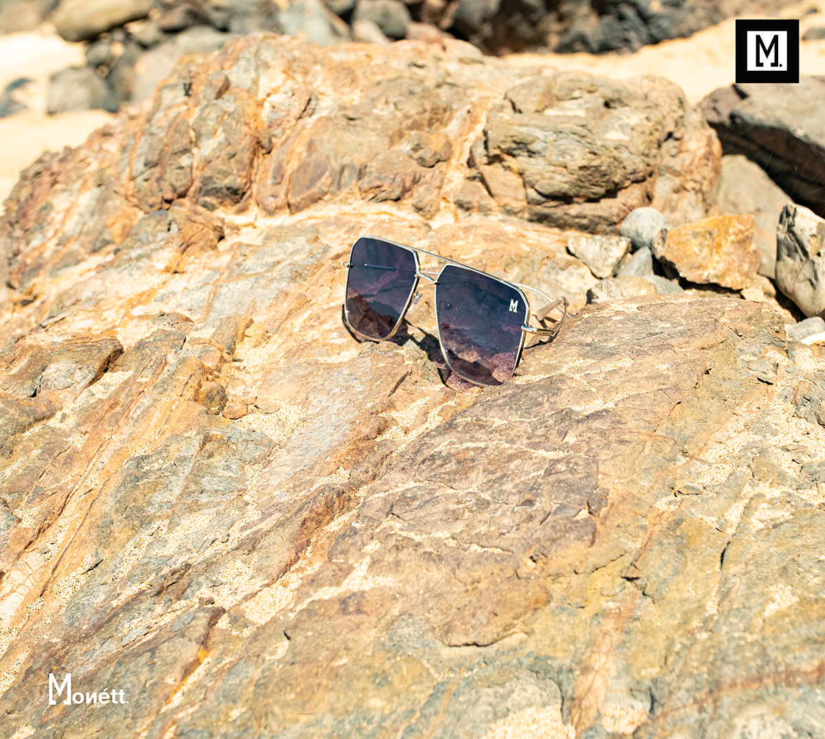 Monett Monaco Classic Black sunglasses featuring a square design with resin lenses and alloy frame.