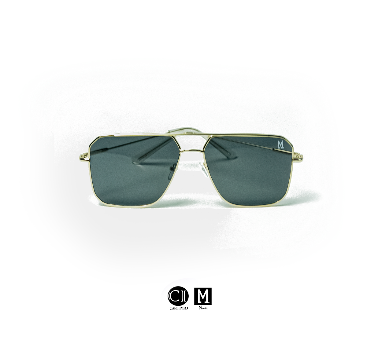 Monett Monaco Classic Gold sunglasses featuring a stylish square frame and high-quality resin lenses.