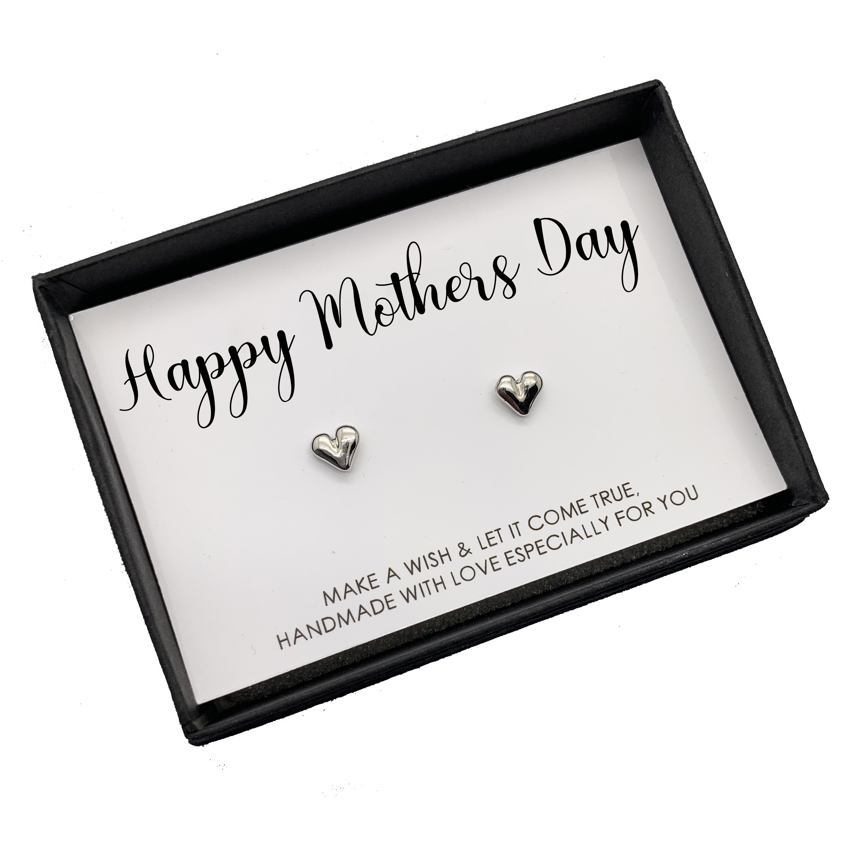 Elegant boxed earrings presented in a stylish black gift box, perfect for Mother's Day gifts.