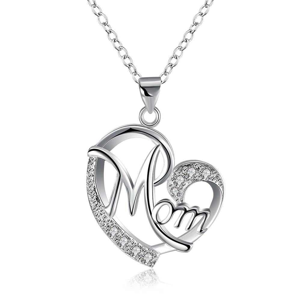 I Love You To The Moon & Back Austrian Elements Necklace featuring 14K white gold plating and sparkling Austrian crystals.