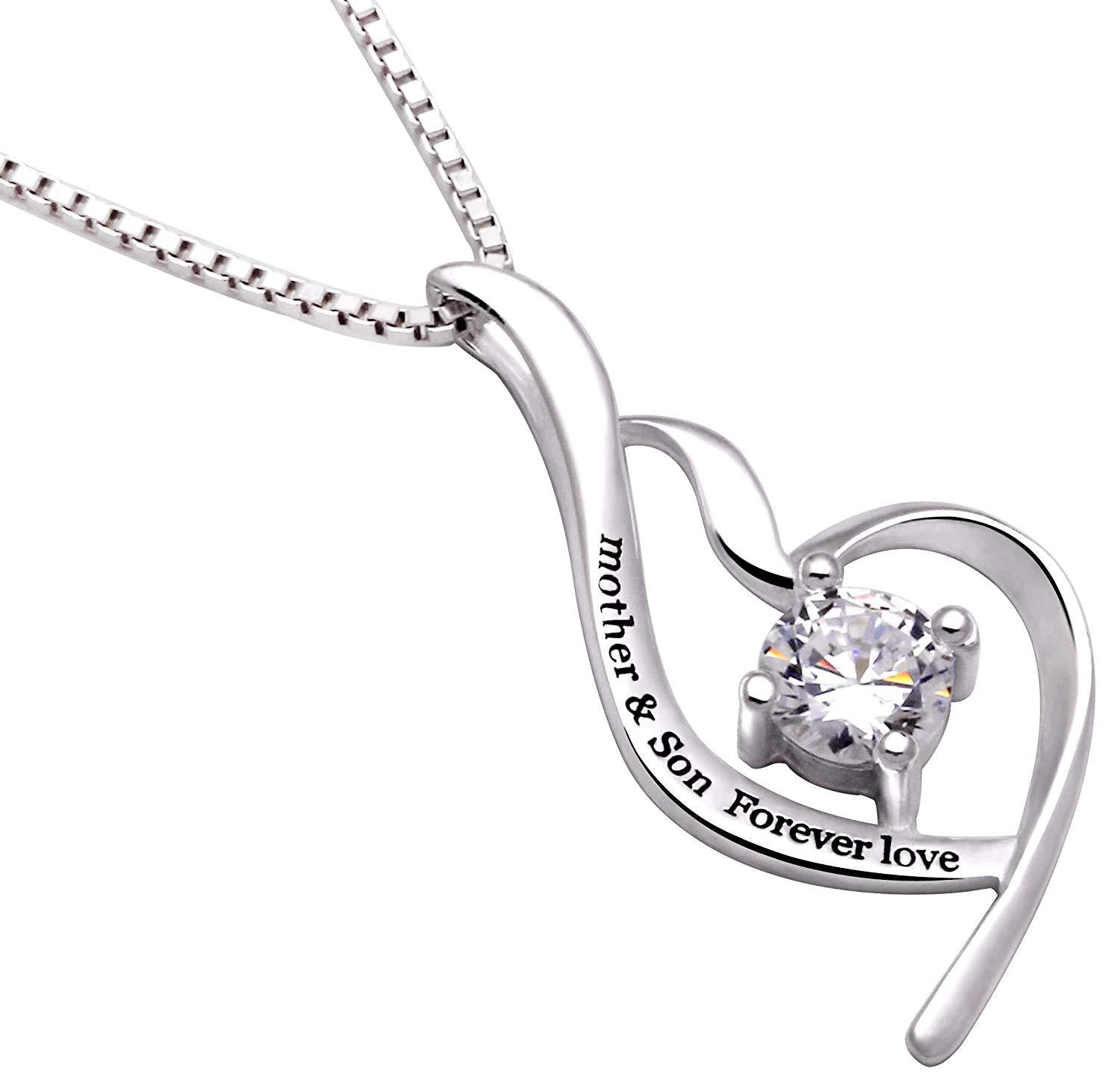 I Love You To The Moon & Back Austrian Elements Necklace featuring 14K white gold plating and sparkling Austrian crystals.