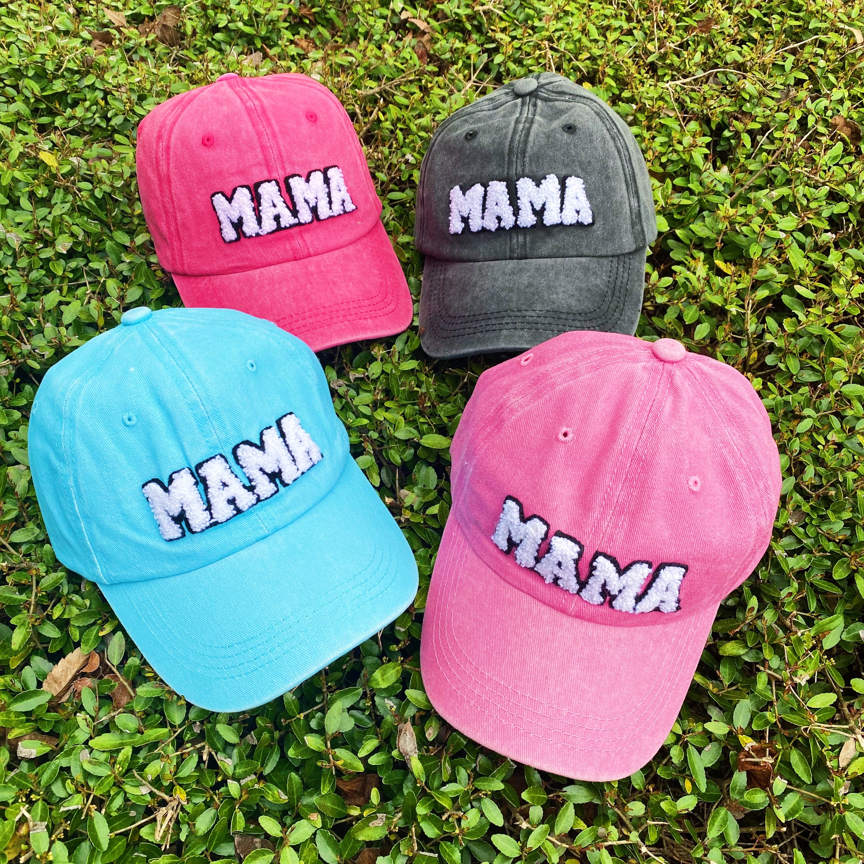 My Dear Mama Ball Cap featuring fuzzy patch lettering and a curved brim, designed for comfort and style.