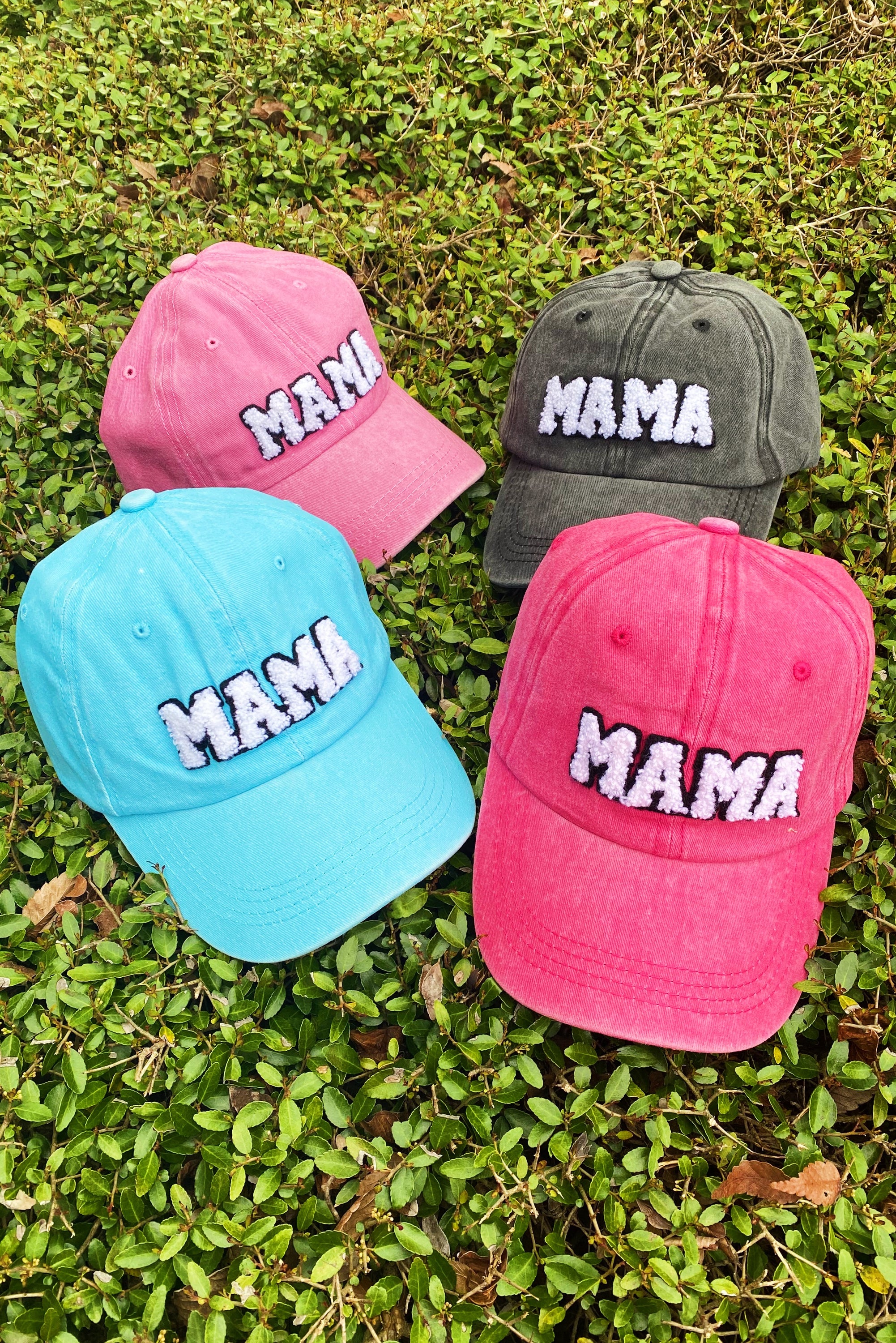 My Dear Mama Ball Cap featuring fuzzy patch lettering and a curved brim, designed for comfort and style.