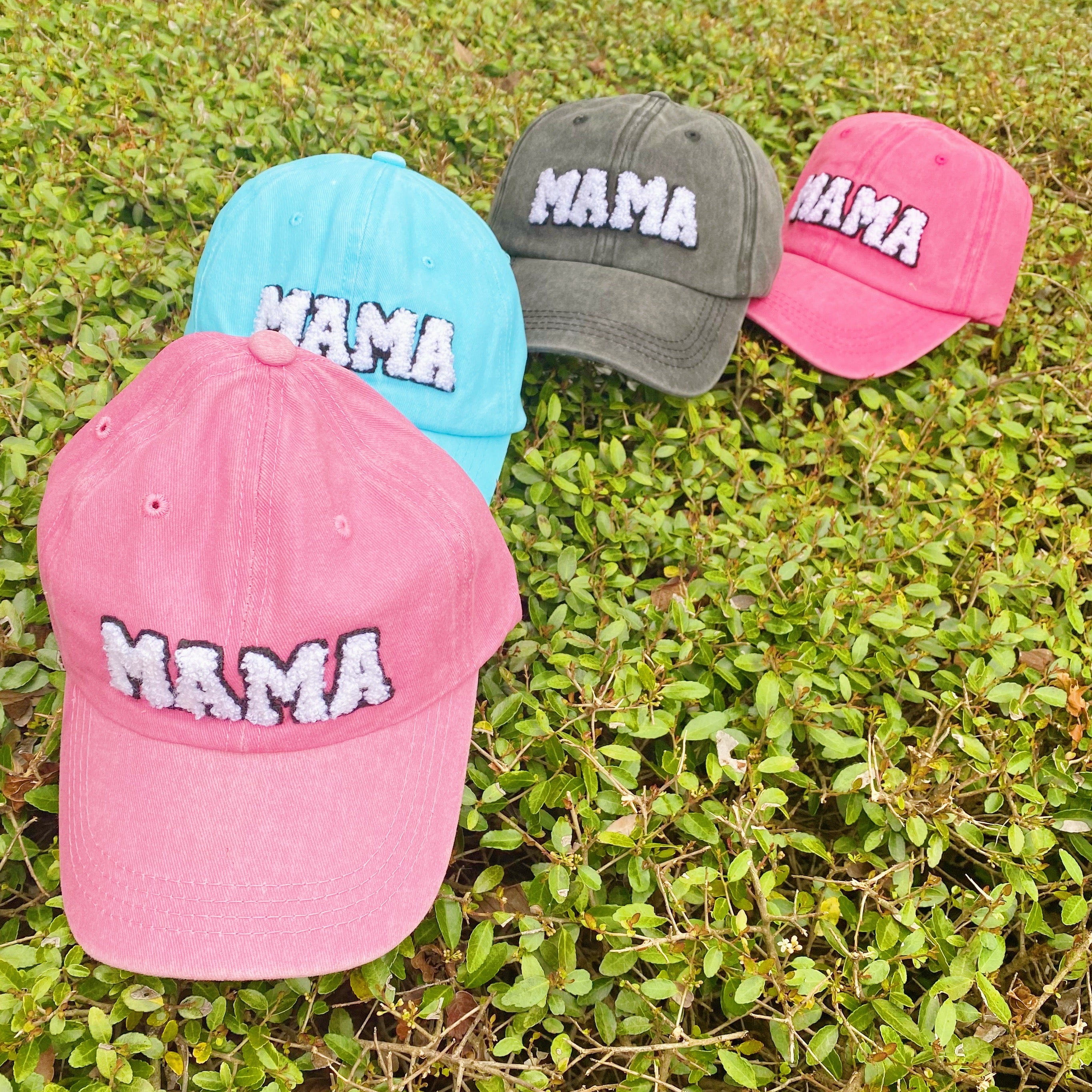 My Dear Mama Ball Cap featuring fuzzy patch lettering and a curved brim, designed for comfort and style.