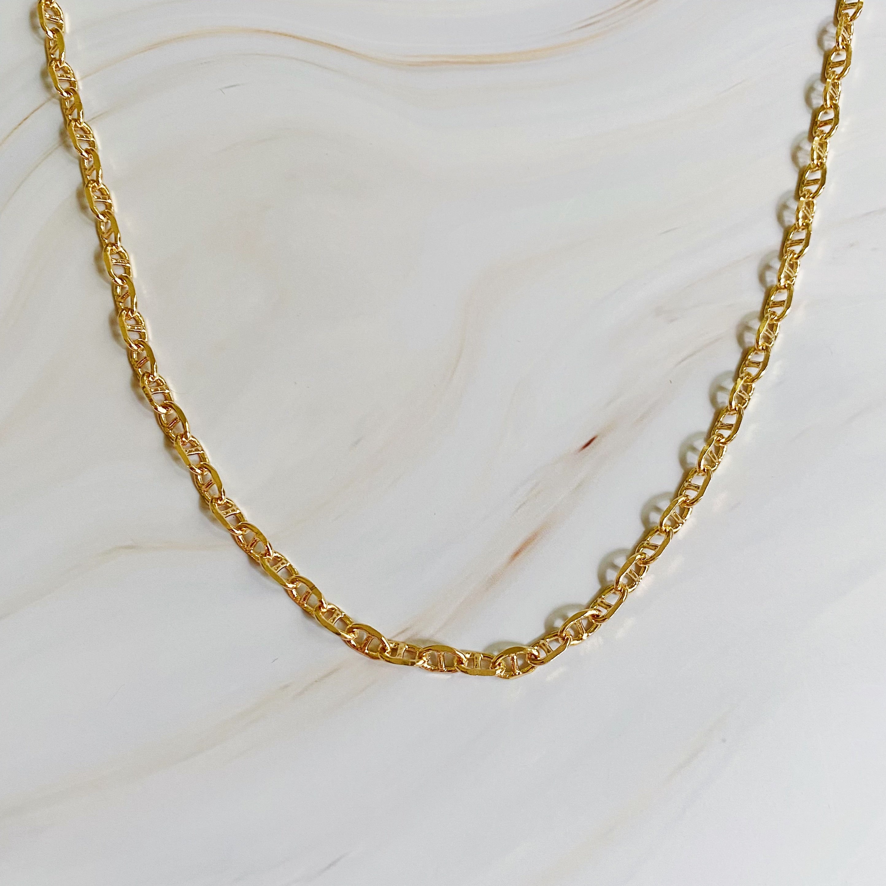 My Favorite Chain Necklace featuring 18k gold plated brass with a 16-inch chain and 2-inch extender, elegantly designed for layering.