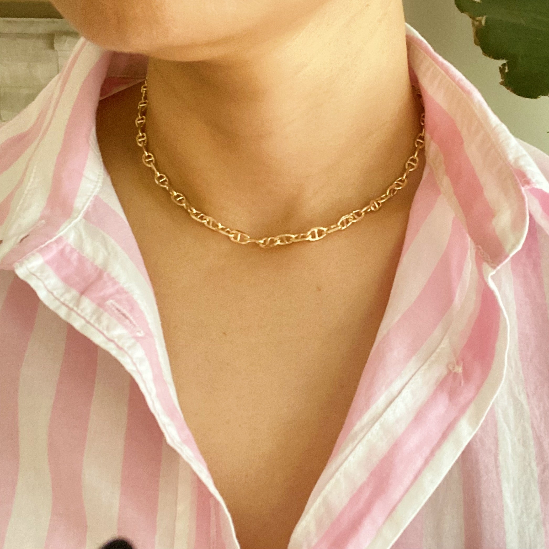 My Favorite Chain Necklace featuring 18k gold plated brass with a 16-inch chain and 2-inch extender, elegantly designed for layering.