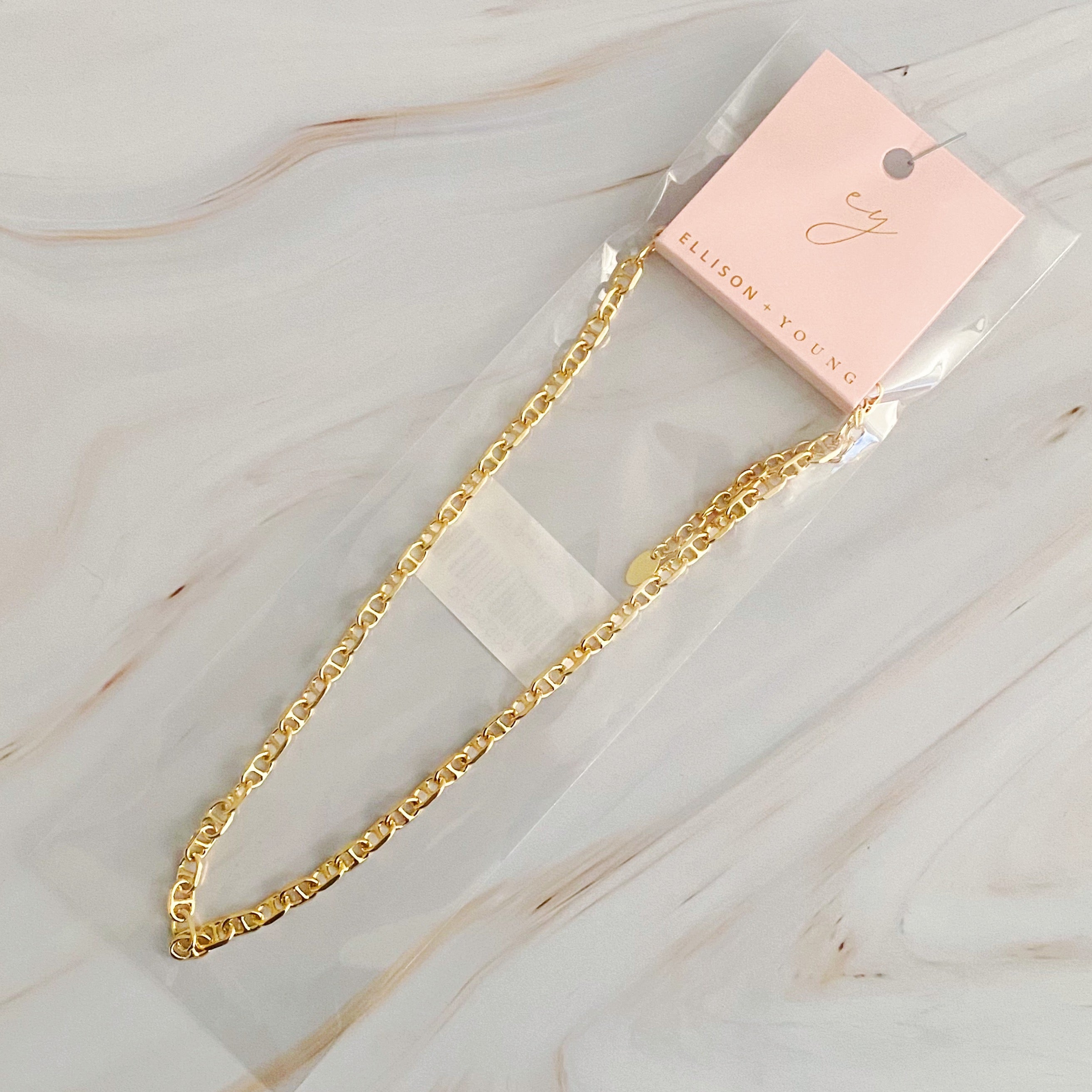 My Favorite Chain Necklace featuring 18k gold plated brass with a 16-inch chain and 2-inch extender, elegantly designed for layering.