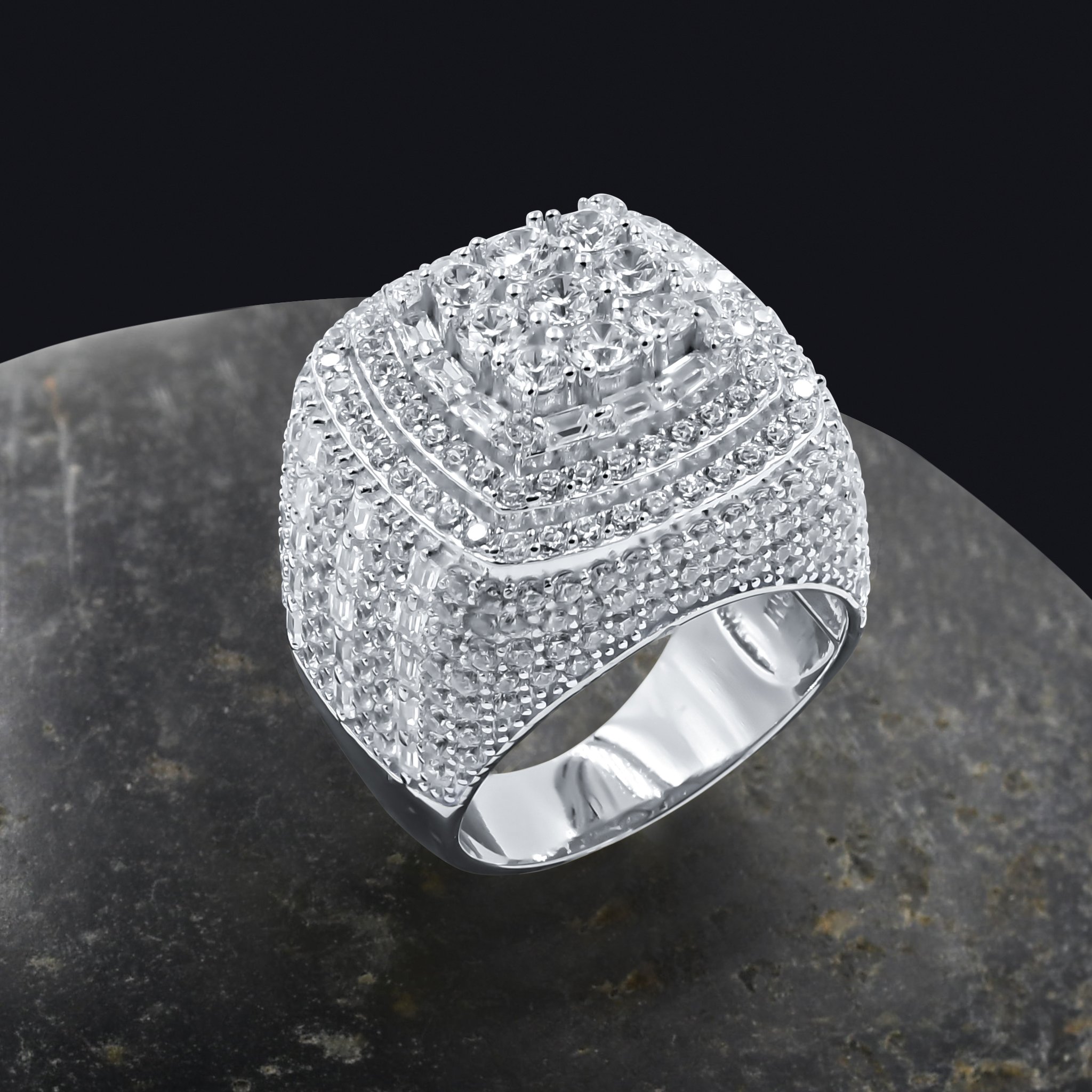 MYSTIQUE Silver Ring featuring a solitaire design with sparkling cubic zirconia stones set in 925 sterling silver.