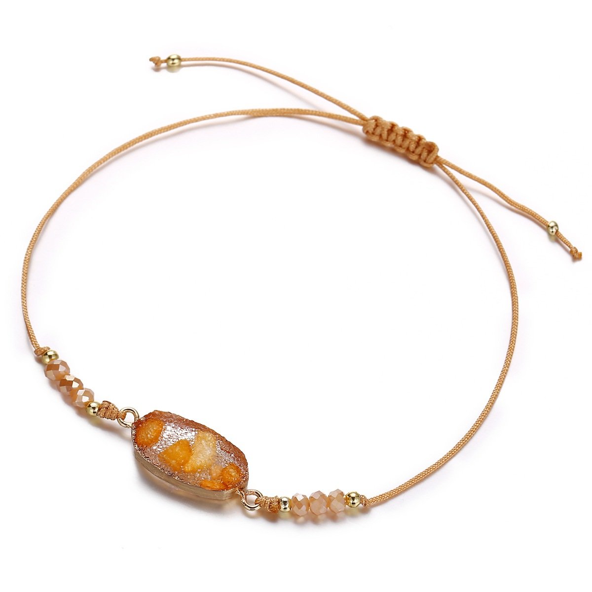 Natural Stone Orange 18K Gold Plated Bracelet showcasing vibrant orange stones and elegant gold plating, crafted in Italy.